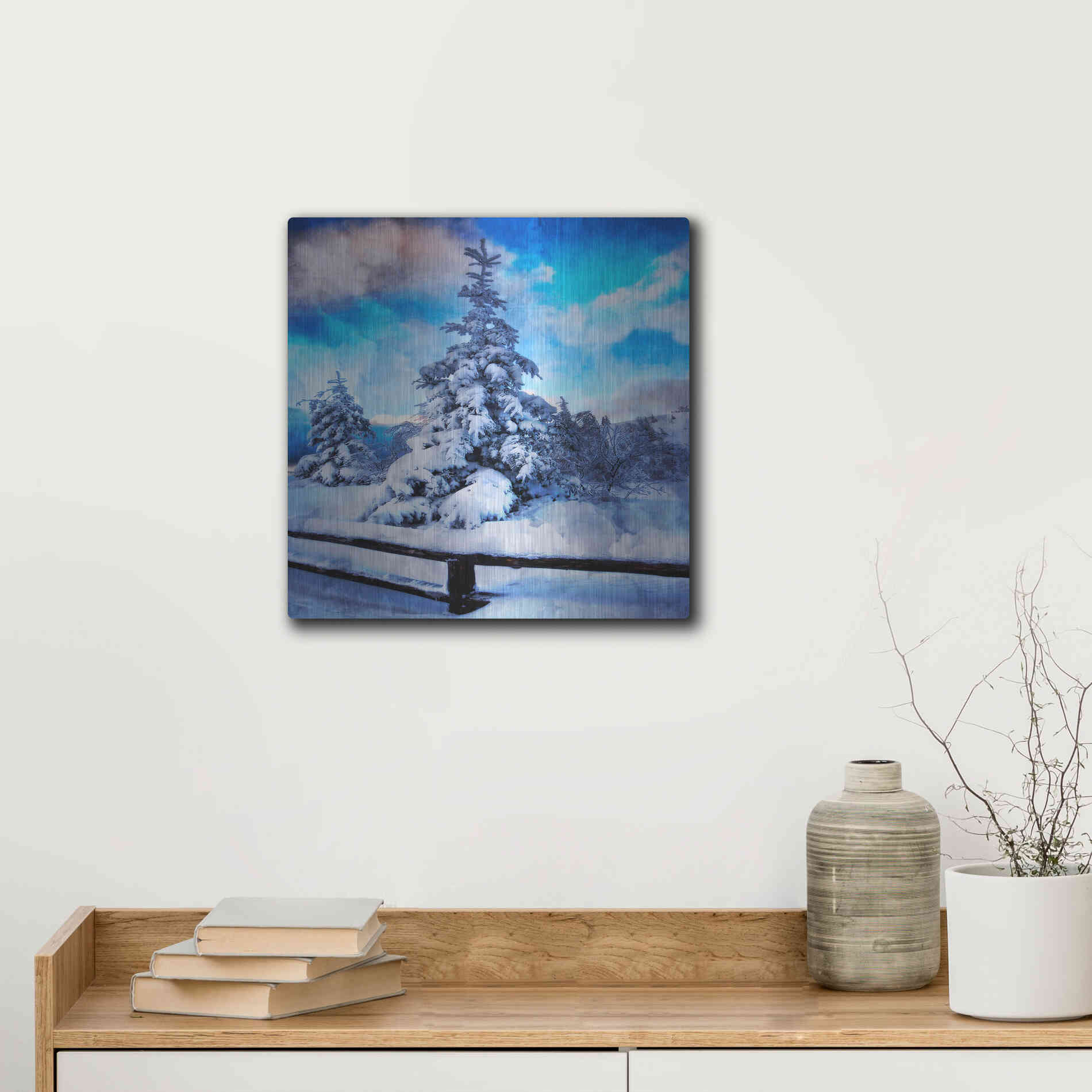 Luxe Metal Art 'My Beautiful Fir Tree' by Philippe Sainte-Laudy, Metal Wall Art,12x12