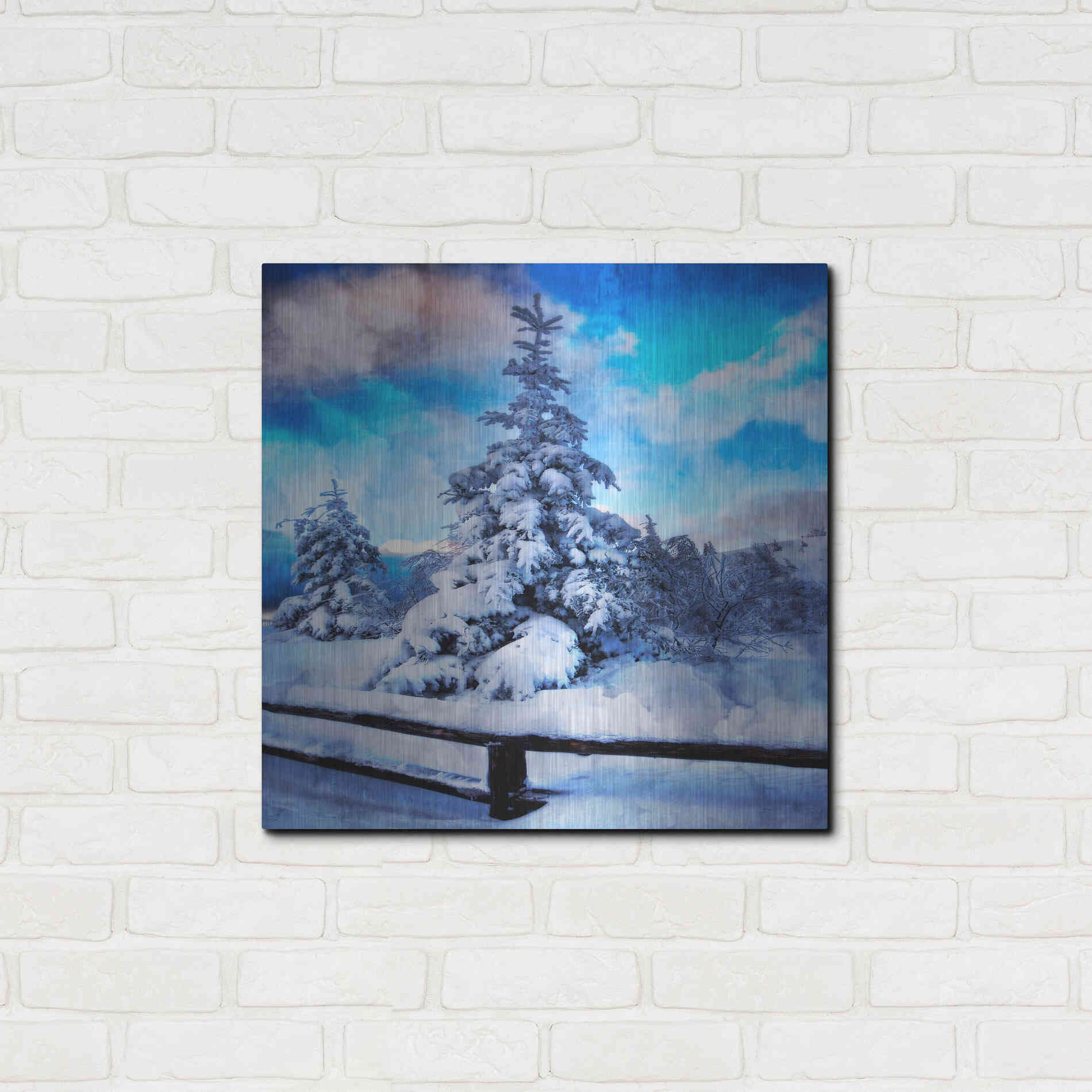 Luxe Metal Art 'My Beautiful Fir Tree' by Philippe Sainte-Laudy, Metal Wall Art,24x24