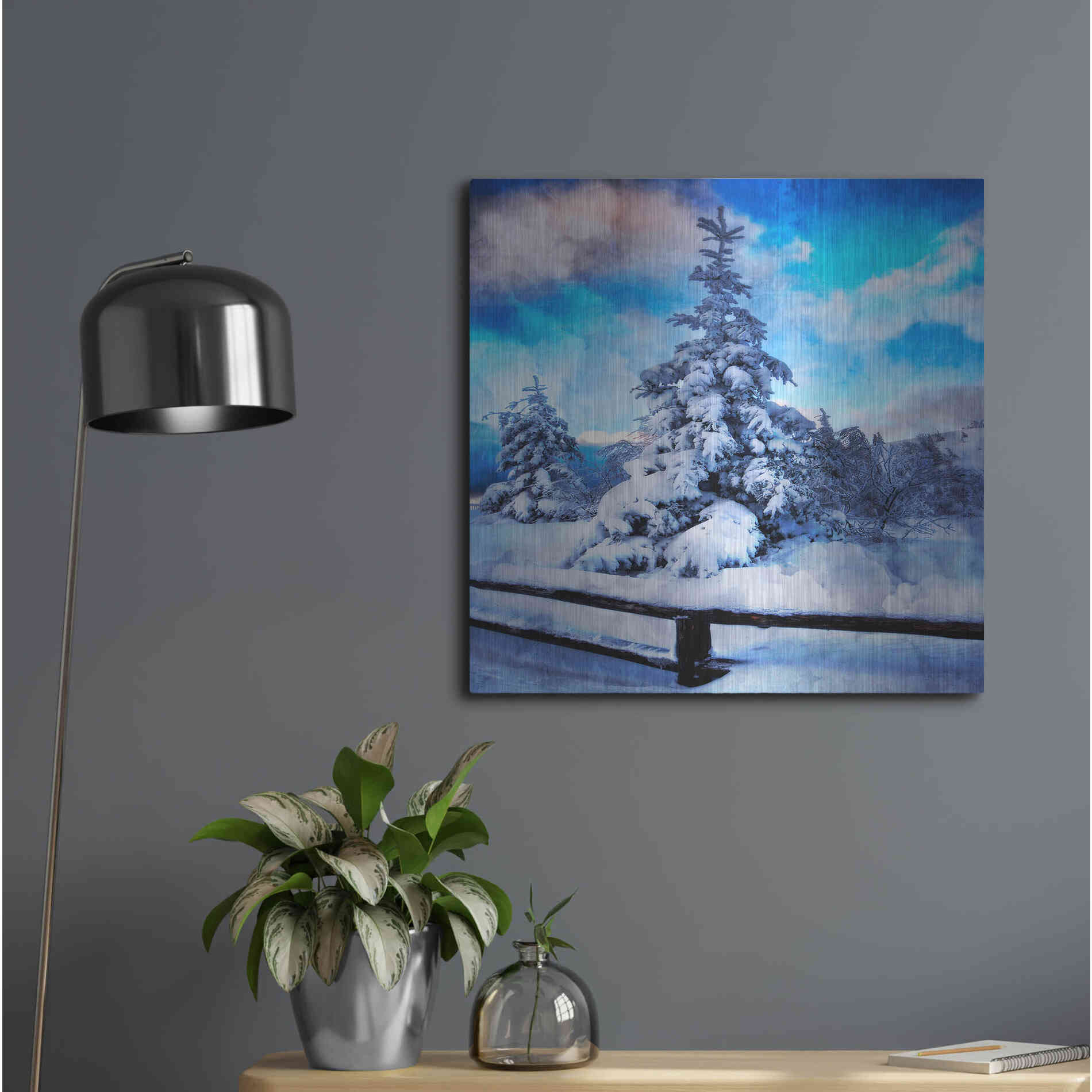 Luxe Metal Art 'My Beautiful Fir Tree' by Philippe Sainte-Laudy, Metal Wall Art,24x24