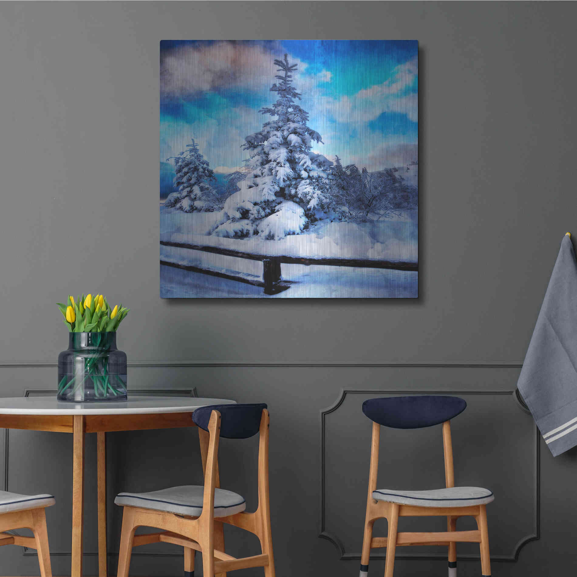 Luxe Metal Art 'My Beautiful Fir Tree' by Philippe Sainte-Laudy, Metal Wall Art,36x36