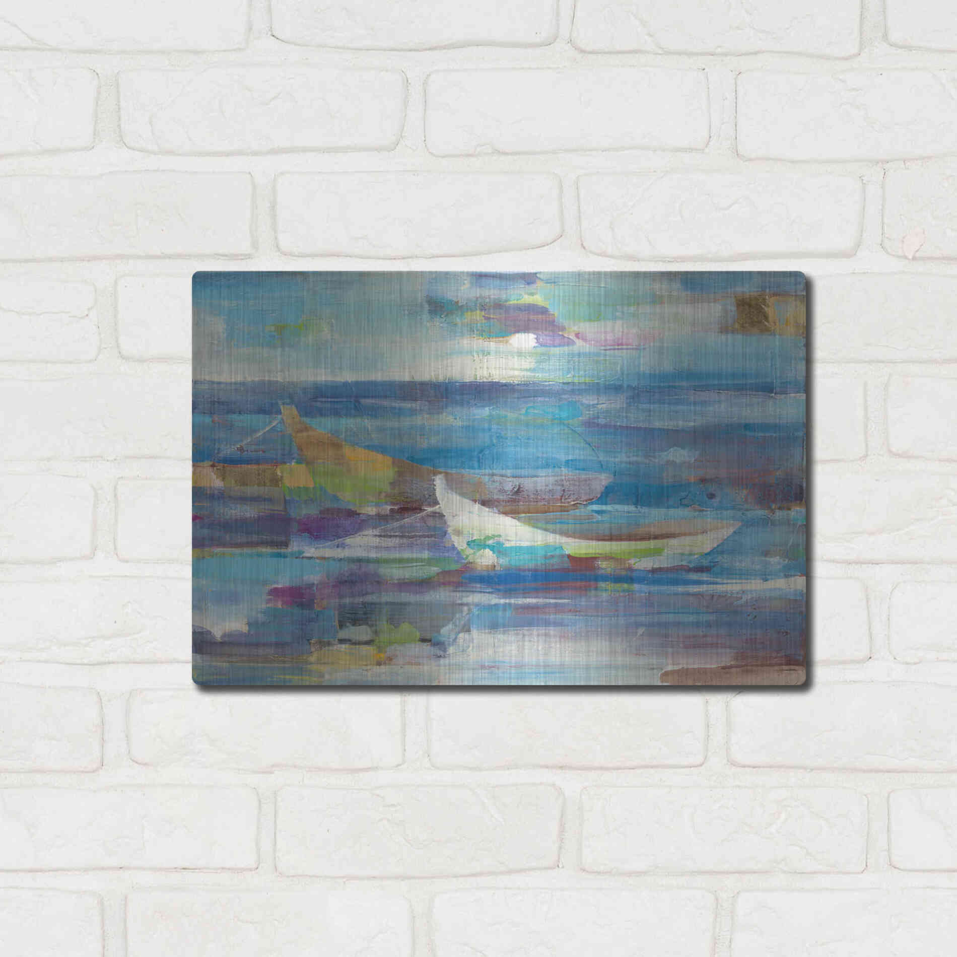 Luxe Metal Art 'Mooring for the Day' by Albena Hristova, Metal Wall Art,16x12