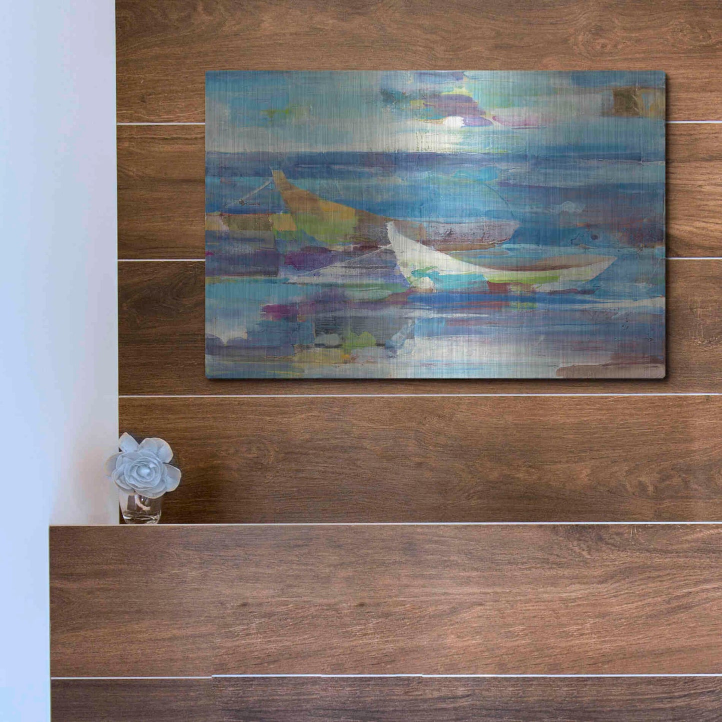 Luxe Metal Art 'Mooring for the Day' by Albena Hristova, Metal Wall Art,16x12