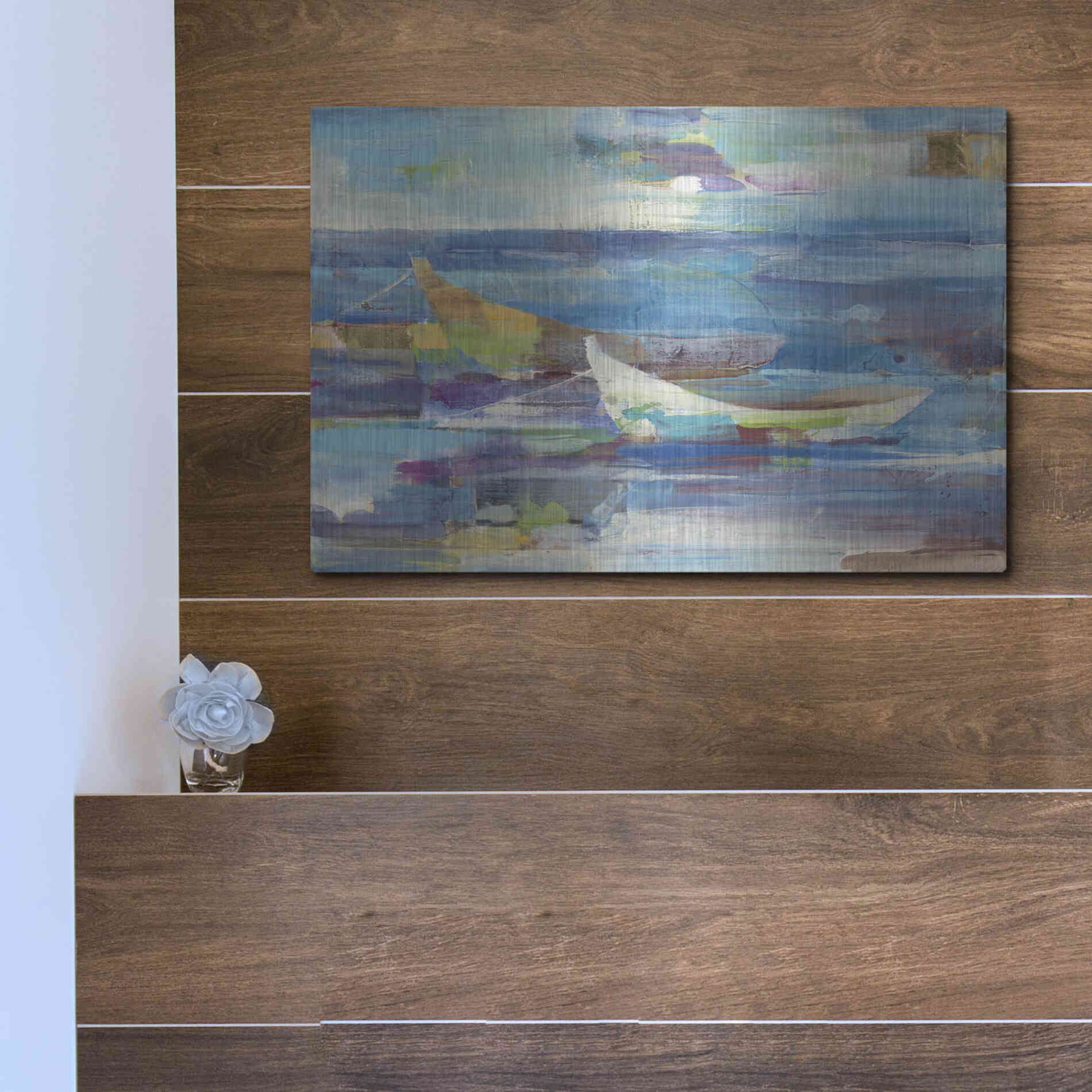 Luxe Metal Art 'Mooring for the Day' by Albena Hristova, Metal Wall Art,16x12