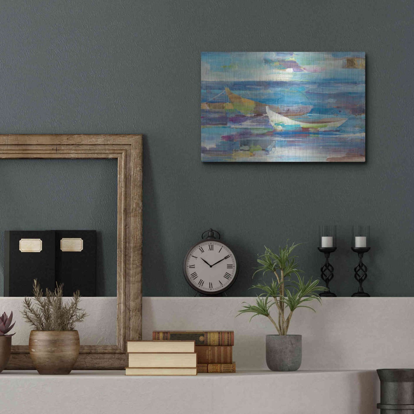 Luxe Metal Art 'Mooring for the Day' by Albena Hristova, Metal Wall Art,16x12