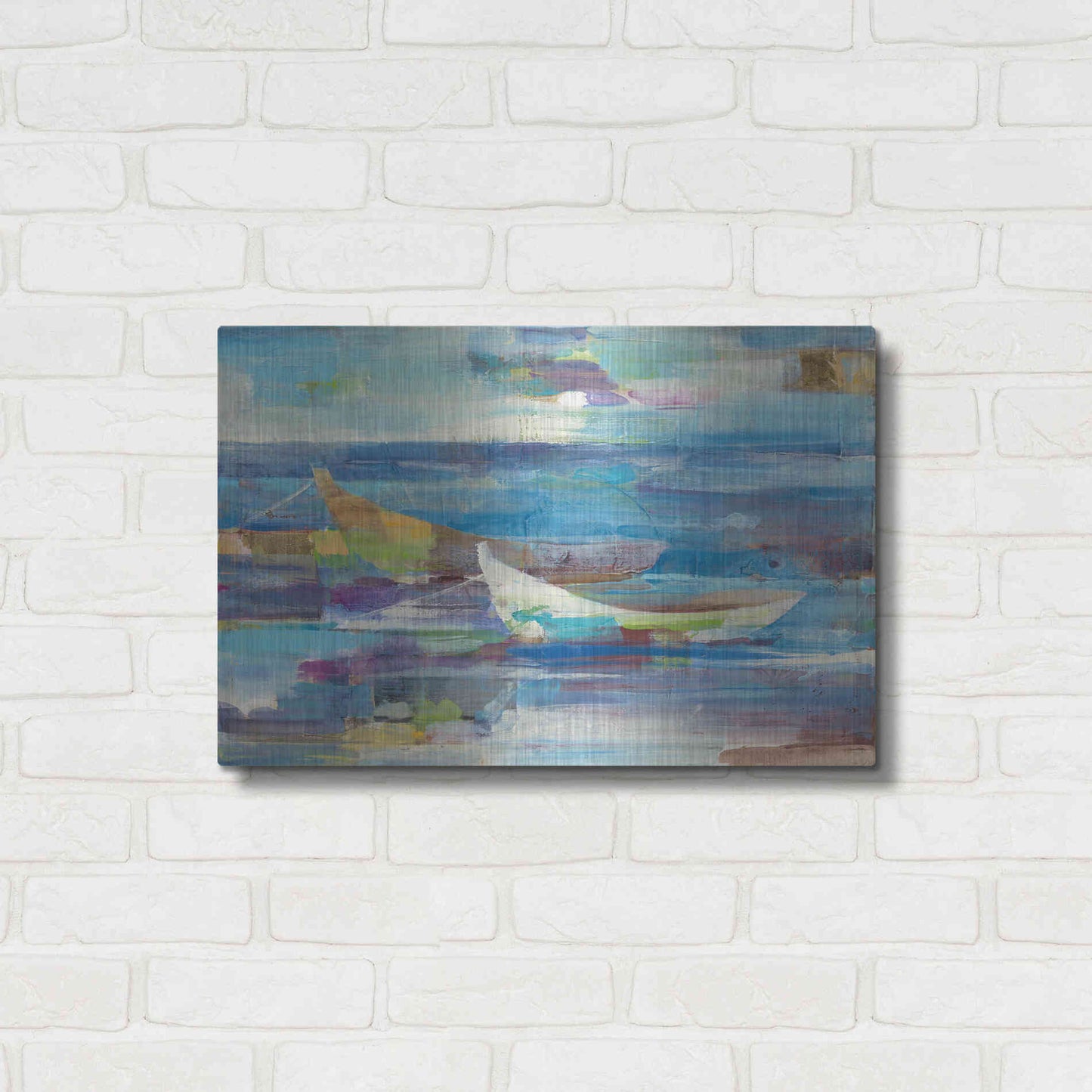 Luxe Metal Art 'Mooring for the Day' by Albena Hristova, Metal Wall Art,24x16