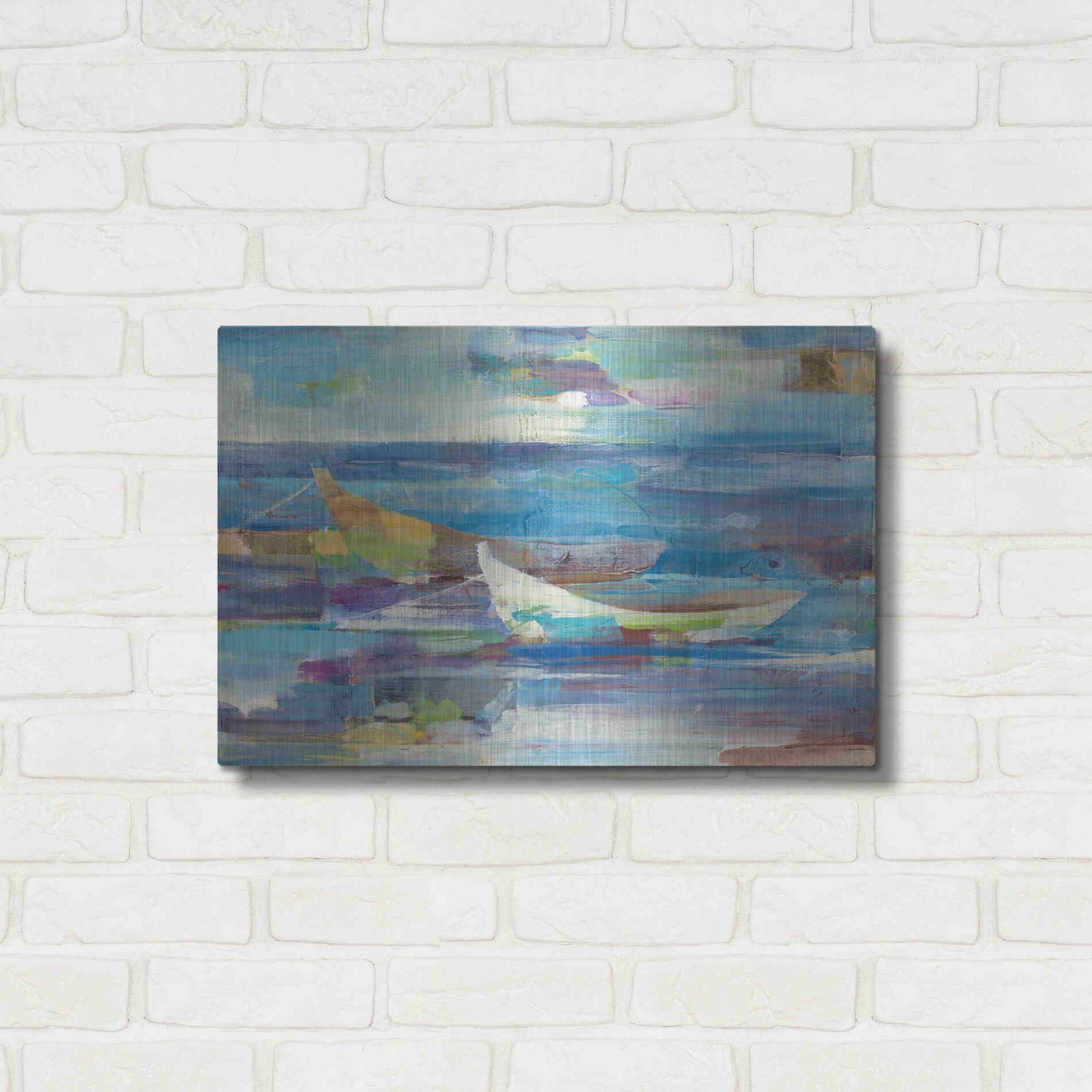 Luxe Metal Art 'Mooring for the Day' by Albena Hristova, Metal Wall Art,24x16