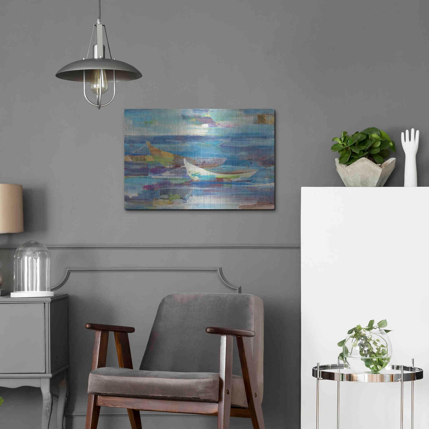 Luxe Metal Art 'Mooring for the Day' by Albena Hristova, Metal Wall Art,24x16