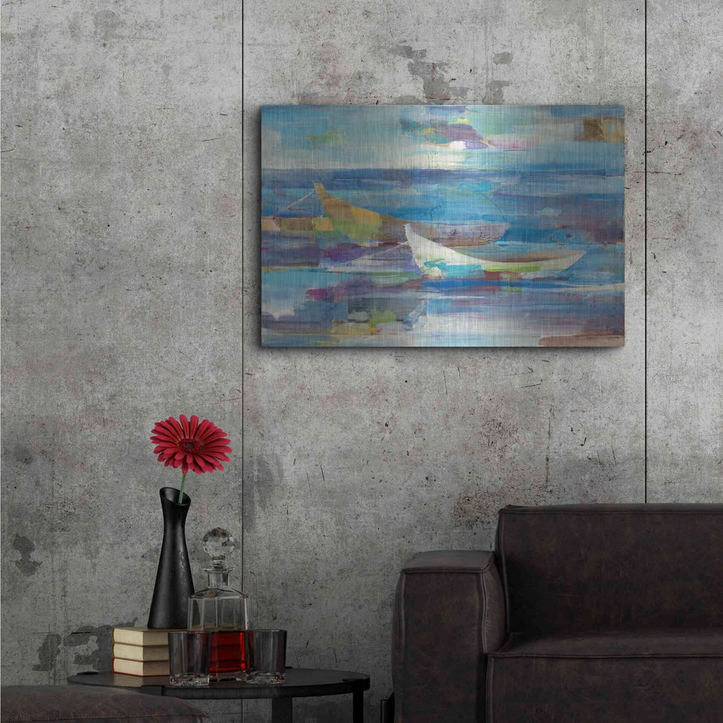Luxe Metal Art 'Mooring for the Day' by Albena Hristova, Metal Wall Art,36x24