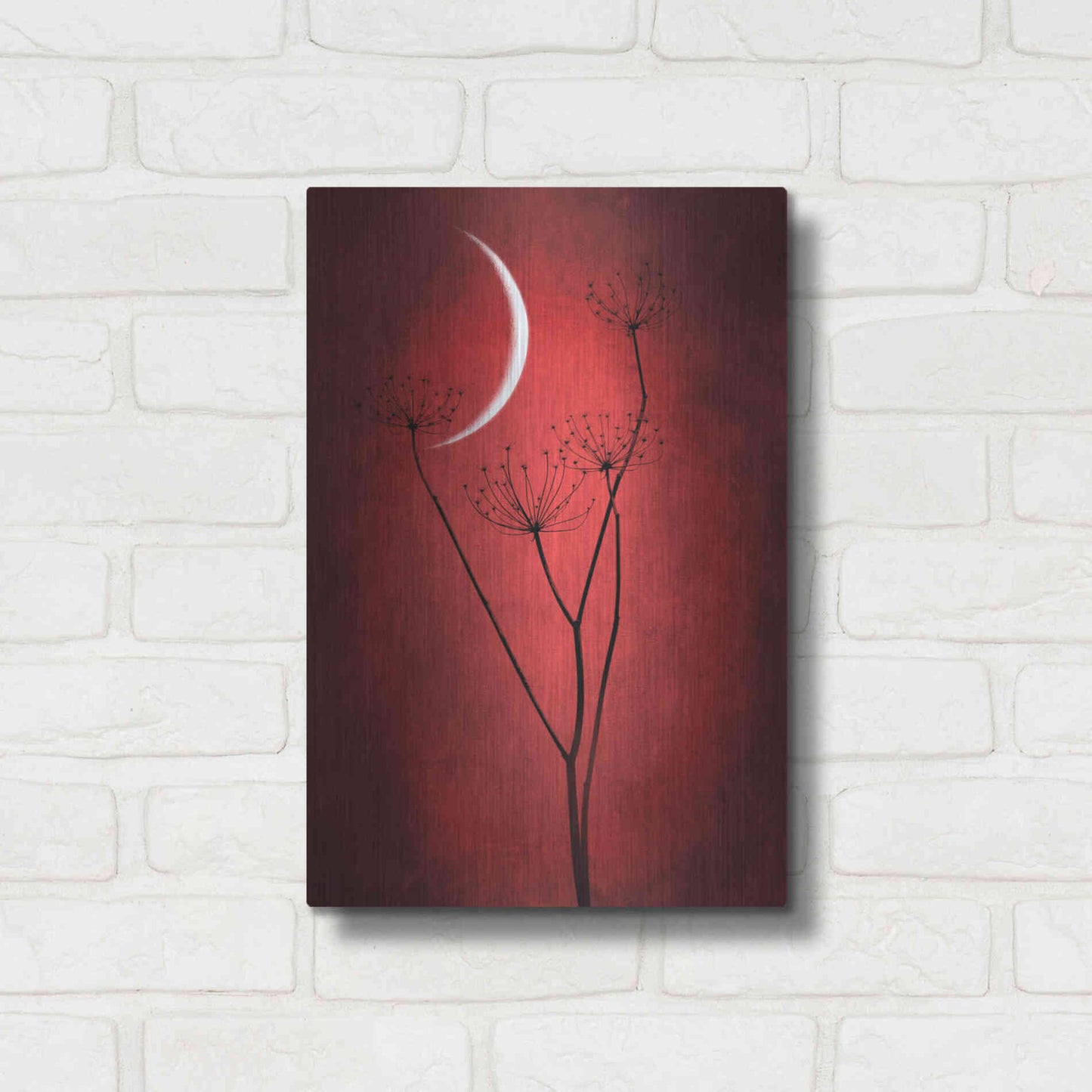 Luxe Metal Art 'Red Crescent Moon' by Philippe Sainte-Laudy, Metal Wall Art,12x16