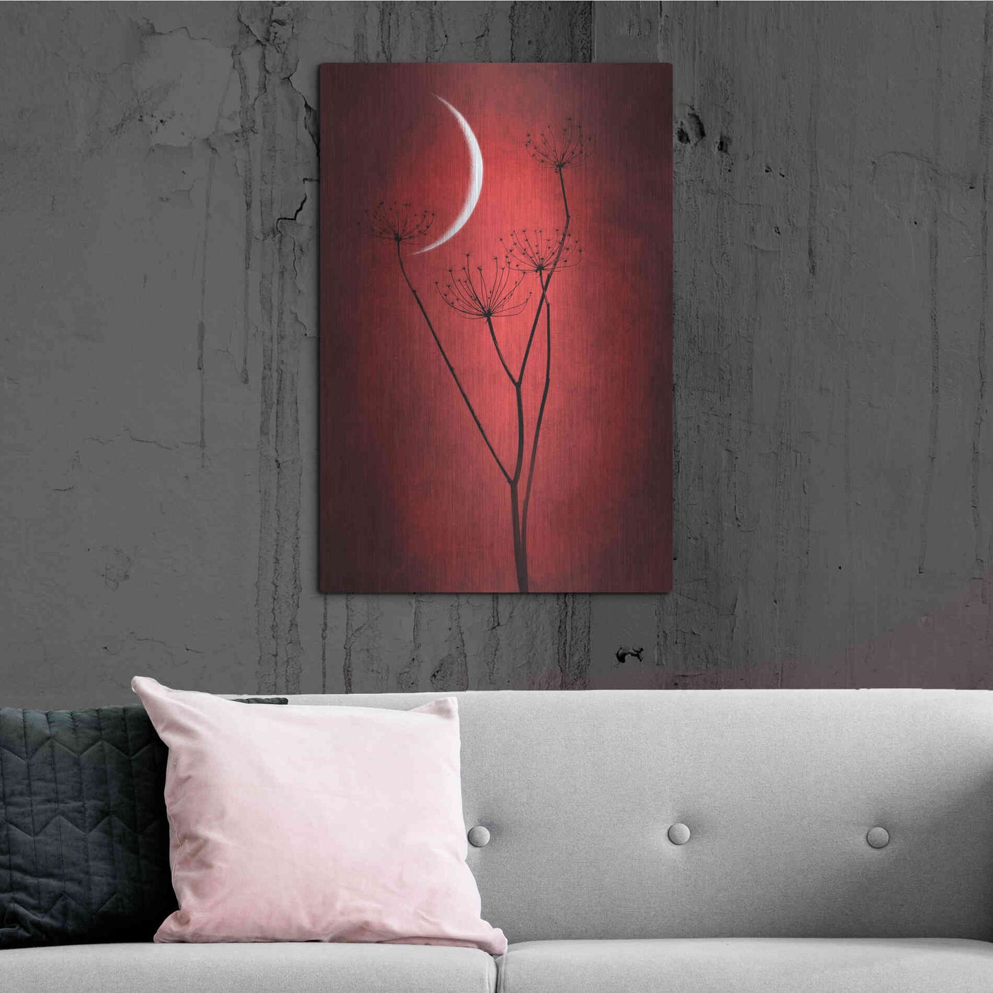 Luxe Metal Art 'Red Crescent Moon' by Philippe Sainte-Laudy, Metal Wall Art,24x36