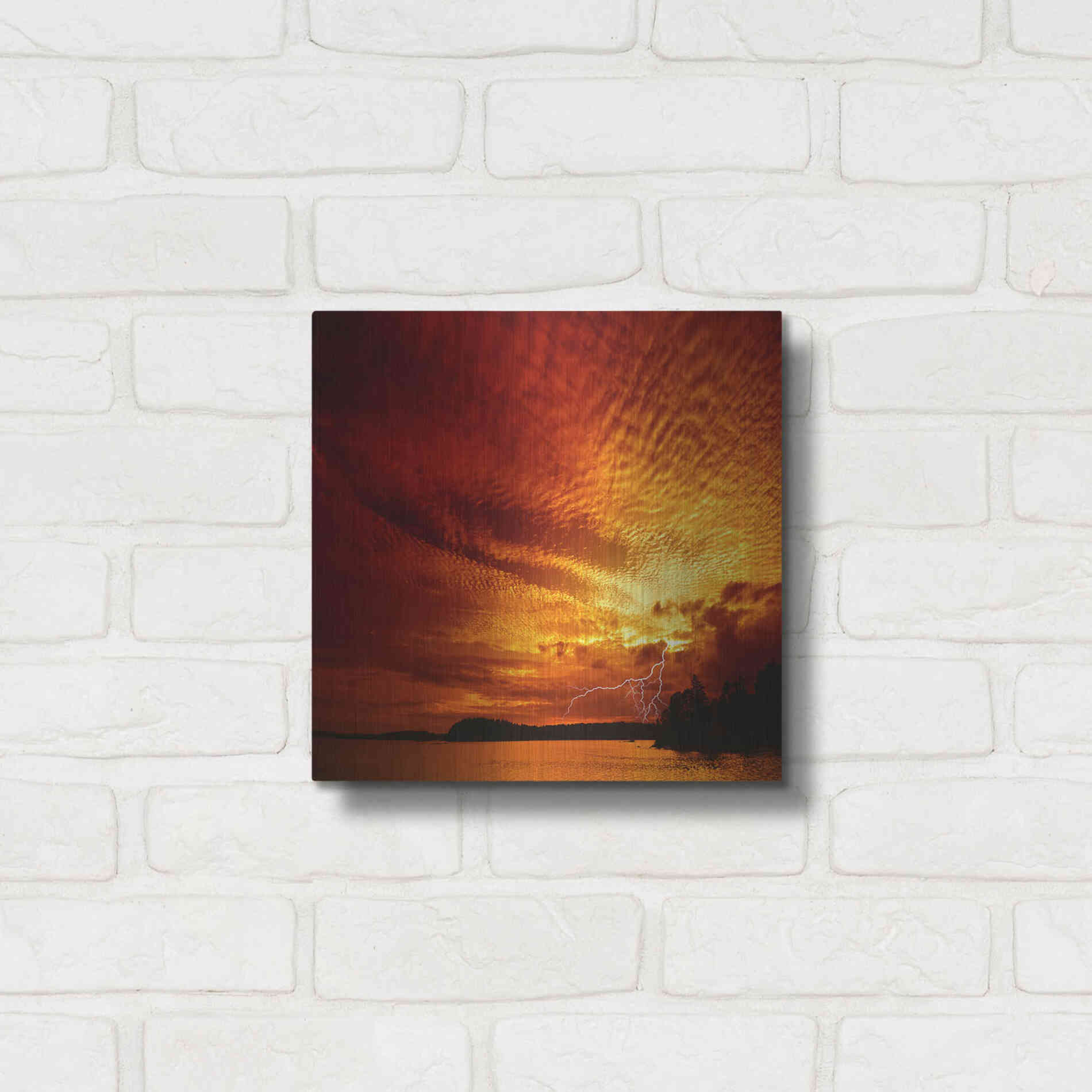 Luxe Metal Art 'Red Storm' by Philippe Sainte-Laudy, Metal Wall Art,12x12