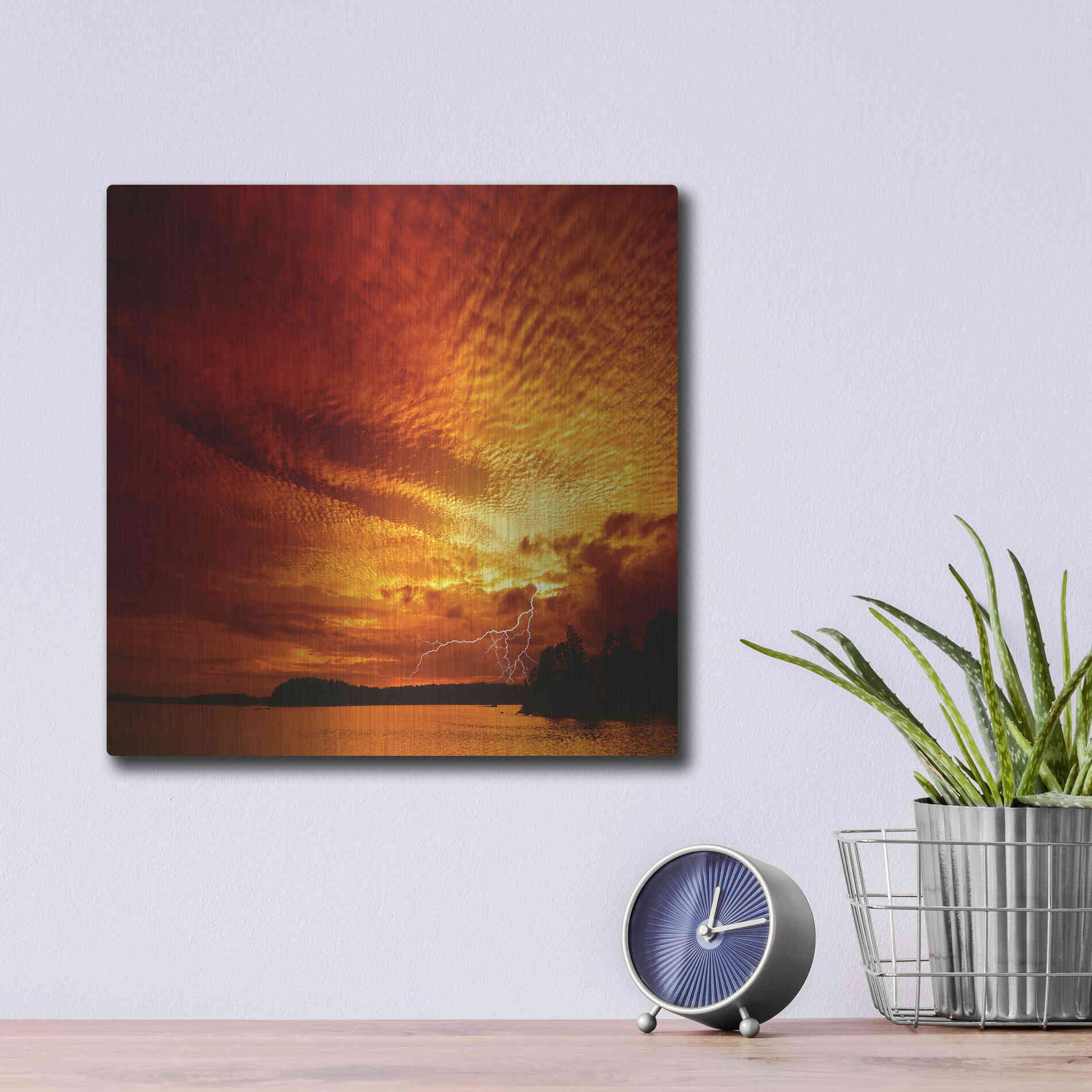 Luxe Metal Art 'Red Storm' by Philippe Sainte-Laudy, Metal Wall Art,12x12