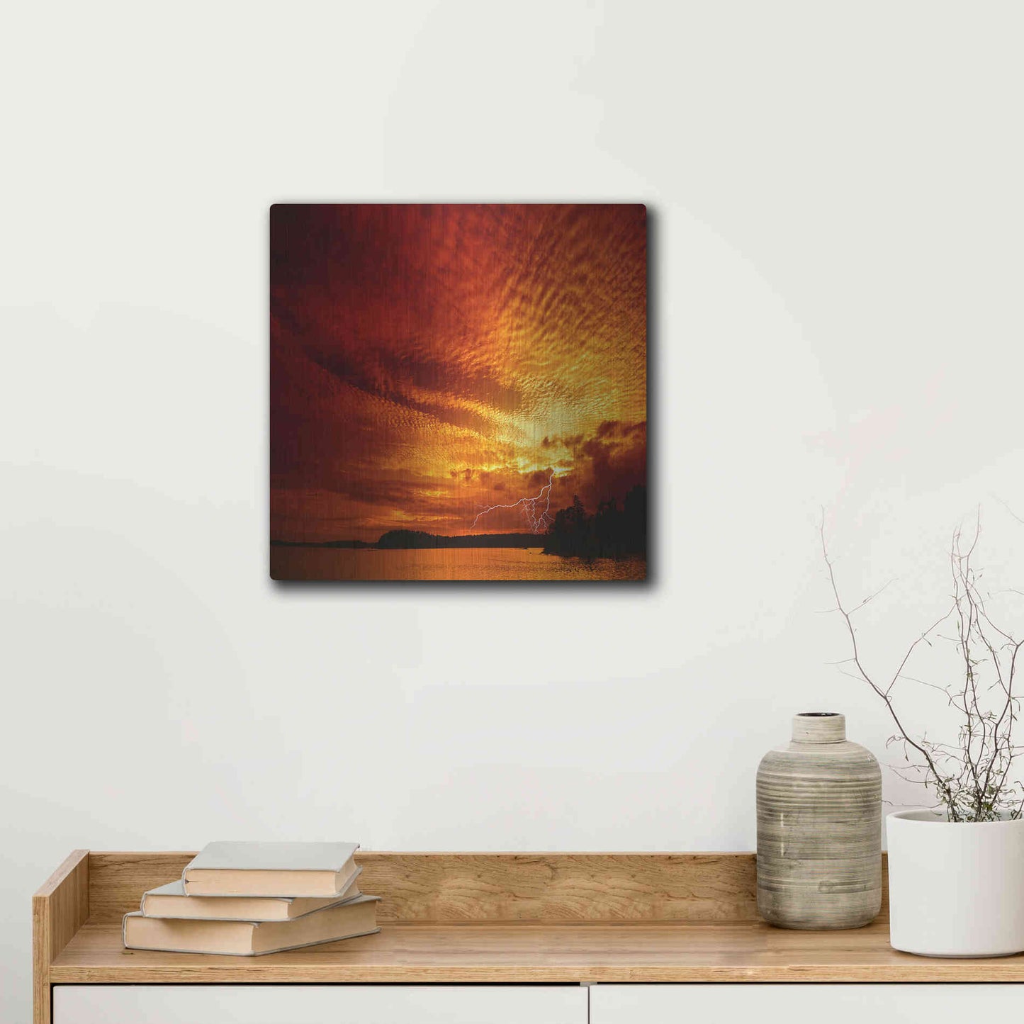 Luxe Metal Art 'Red Storm' by Philippe Sainte-Laudy, Metal Wall Art,12x12