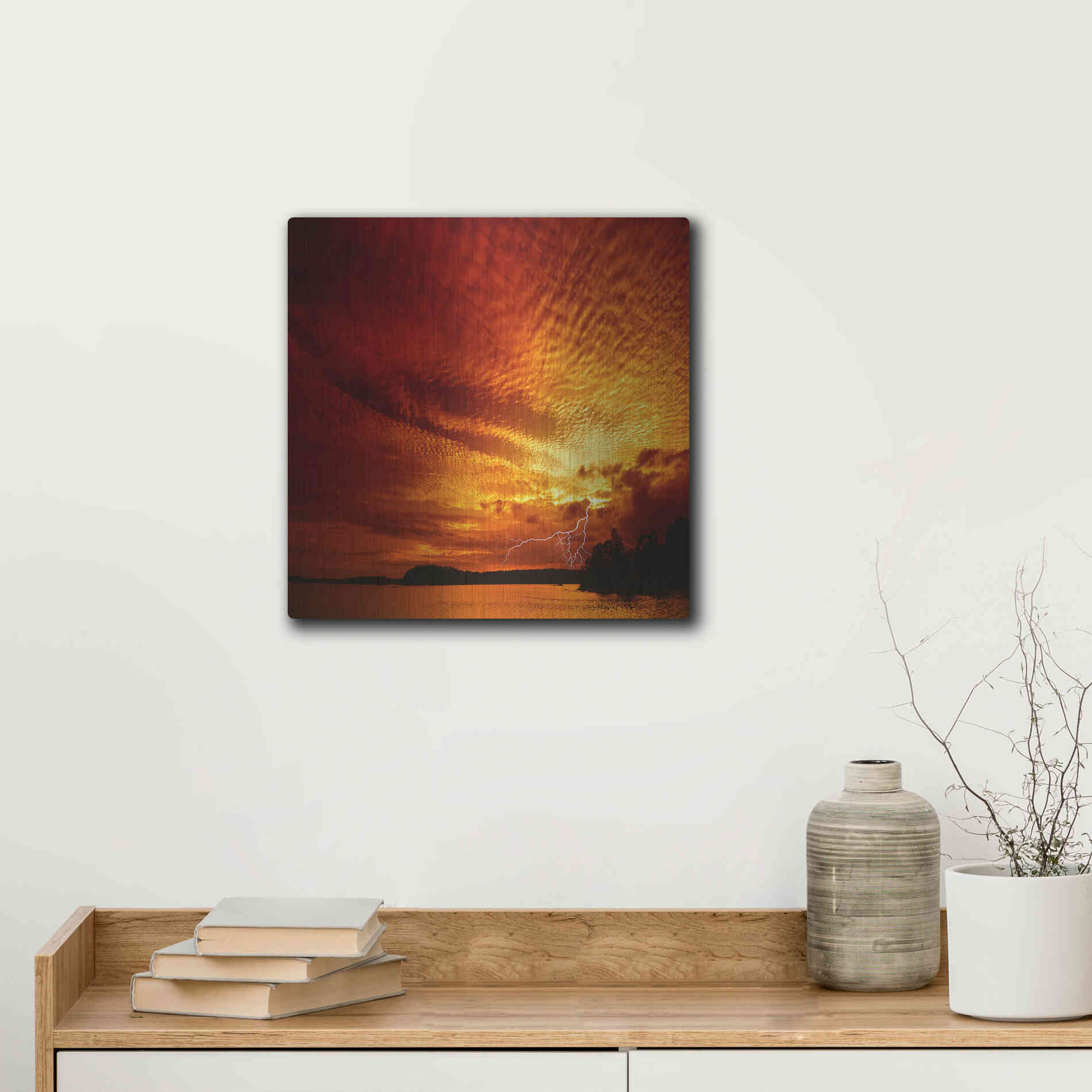 Luxe Metal Art 'Red Storm' by Philippe Sainte-Laudy, Metal Wall Art,12x12