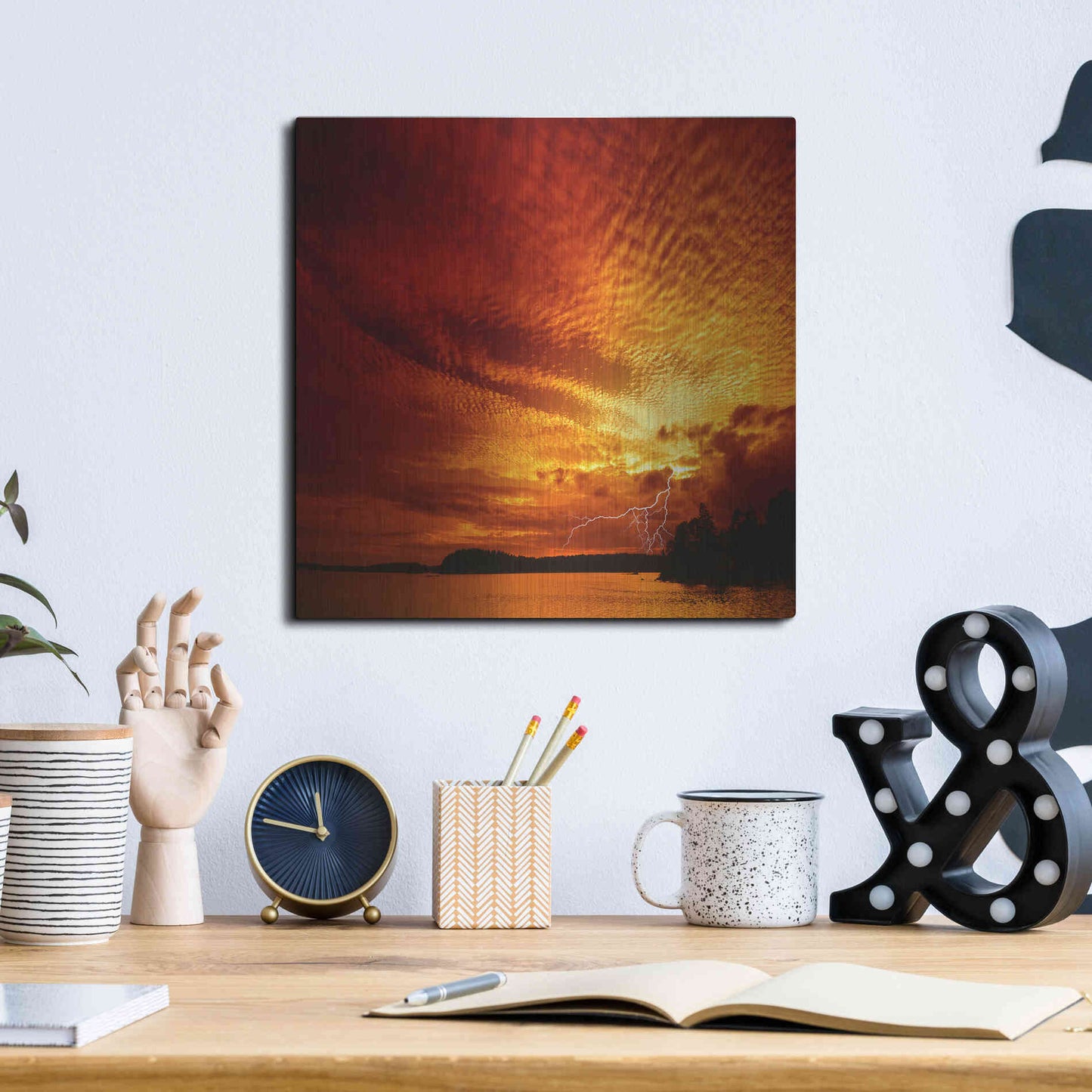 Luxe Metal Art 'Red Storm' by Philippe Sainte-Laudy, Metal Wall Art,12x12