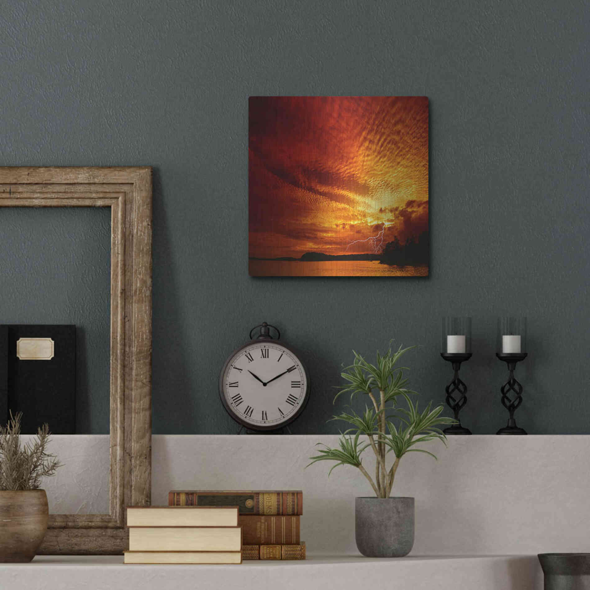 Luxe Metal Art 'Red Storm' by Philippe Sainte-Laudy, Metal Wall Art,12x12
