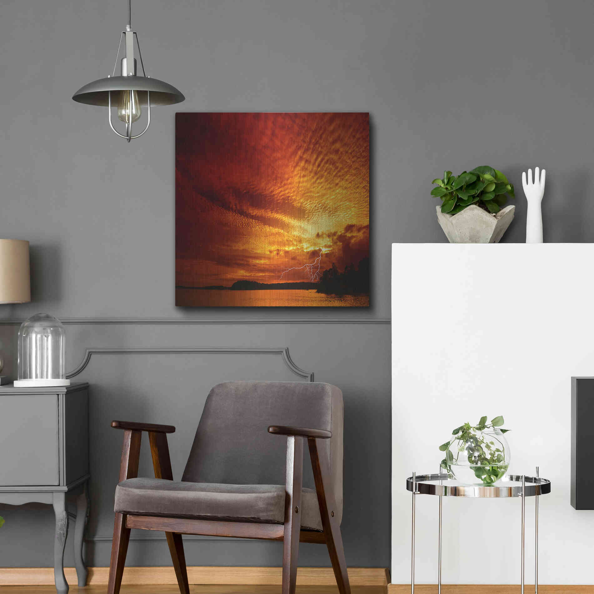 Luxe Metal Art 'Red Storm' by Philippe Sainte-Laudy, Metal Wall Art,24x24