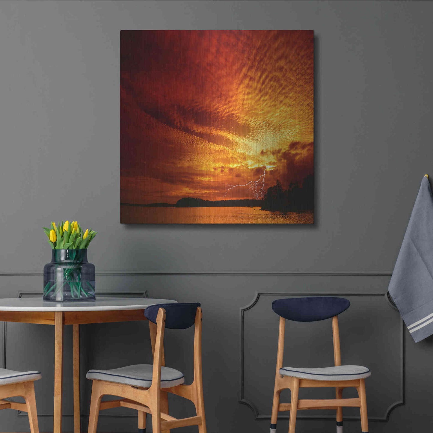 Luxe Metal Art 'Red Storm' by Philippe Sainte-Laudy, Metal Wall Art,36x36