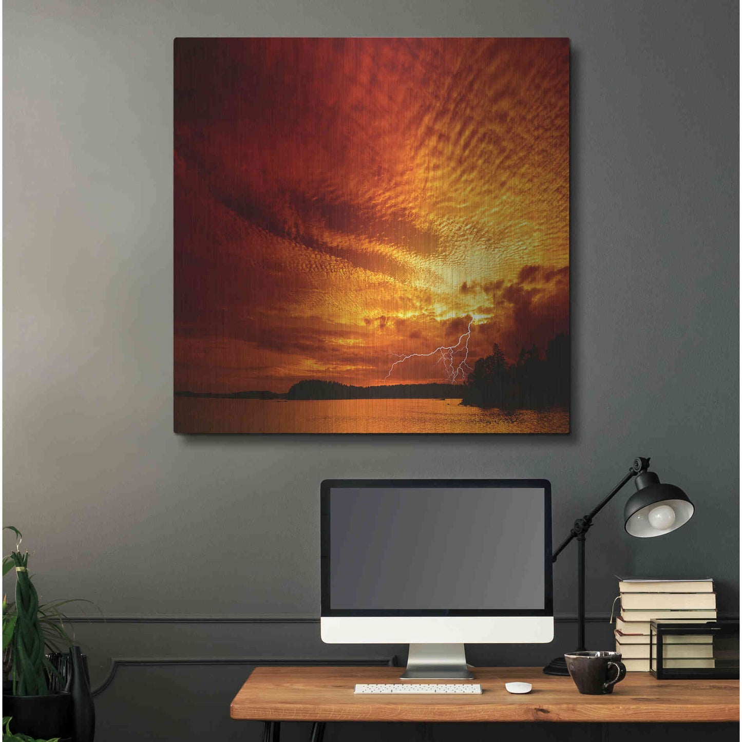 Luxe Metal Art 'Red Storm' by Philippe Sainte-Laudy, Metal Wall Art,36x36