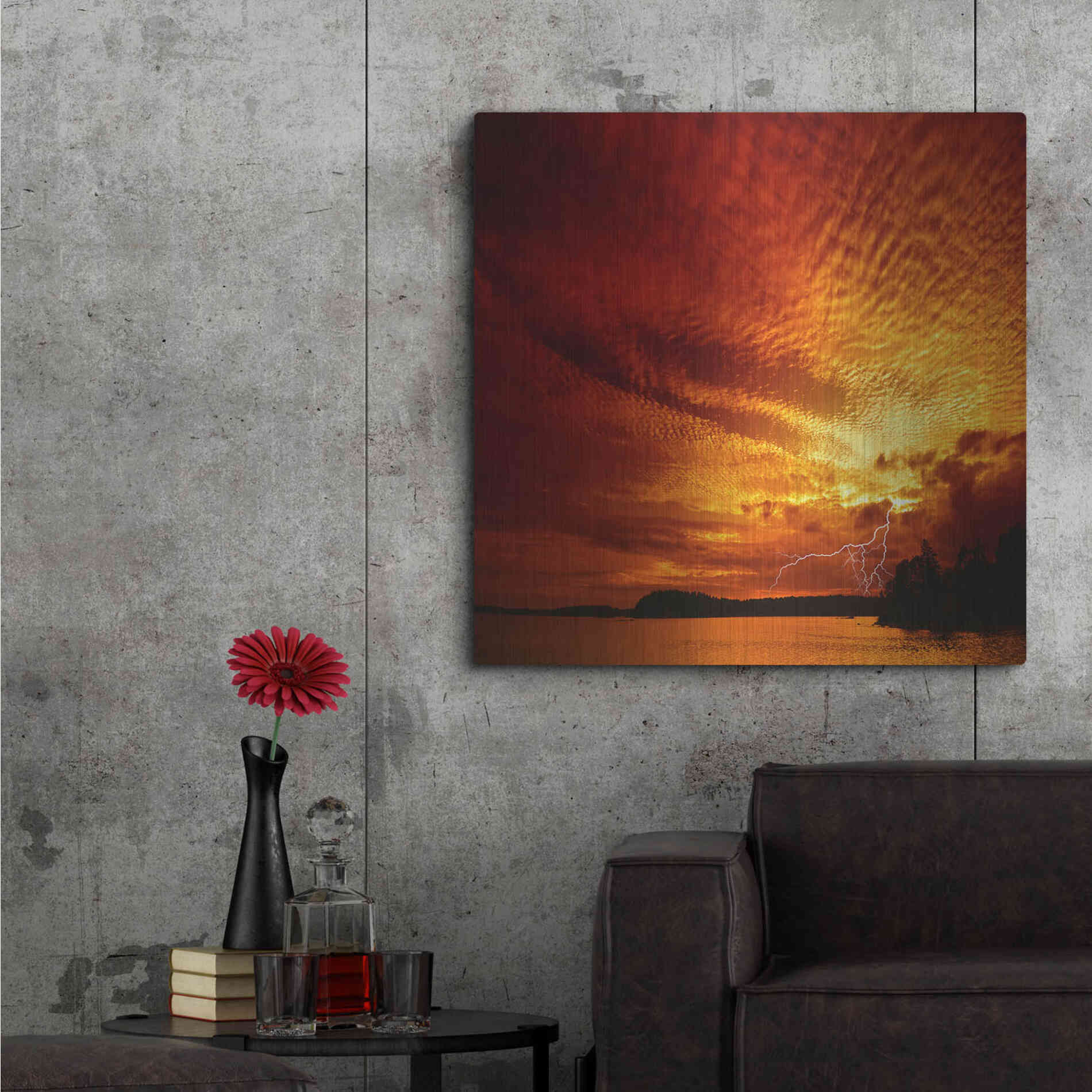 Luxe Metal Art 'Red Storm' by Philippe Sainte-Laudy, Metal Wall Art,36x36