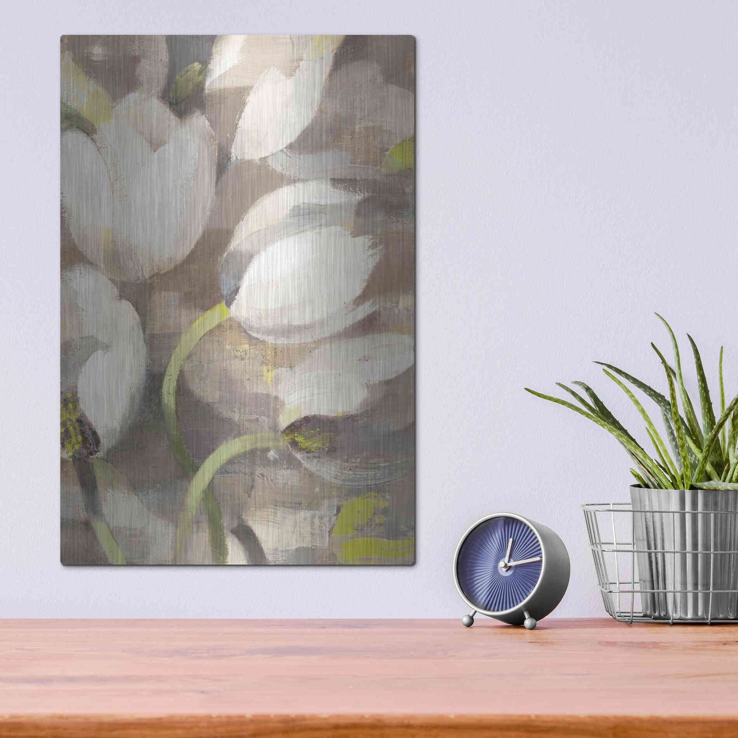 Luxe Metal Art 'Tulip Delight II' by Albena Hristova, Metal Wall Art,12x16