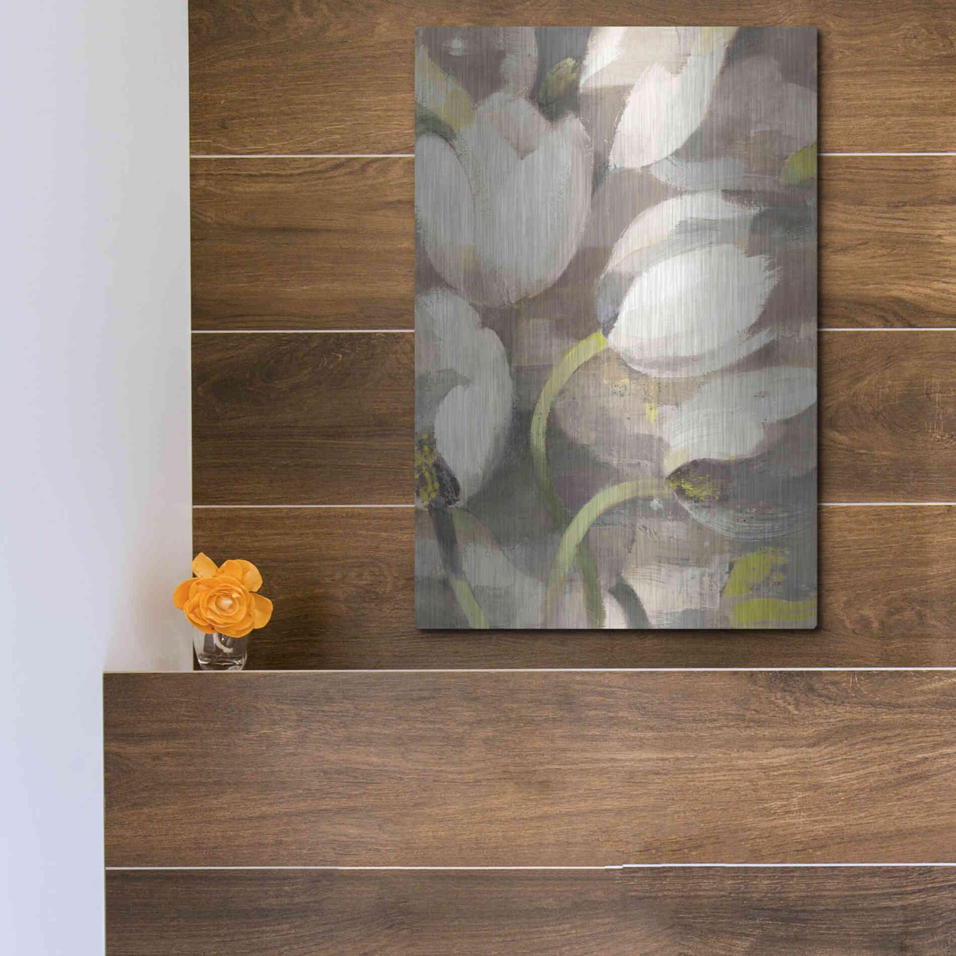 Luxe Metal Art 'Tulip Delight II' by Albena Hristova, Metal Wall Art,12x16