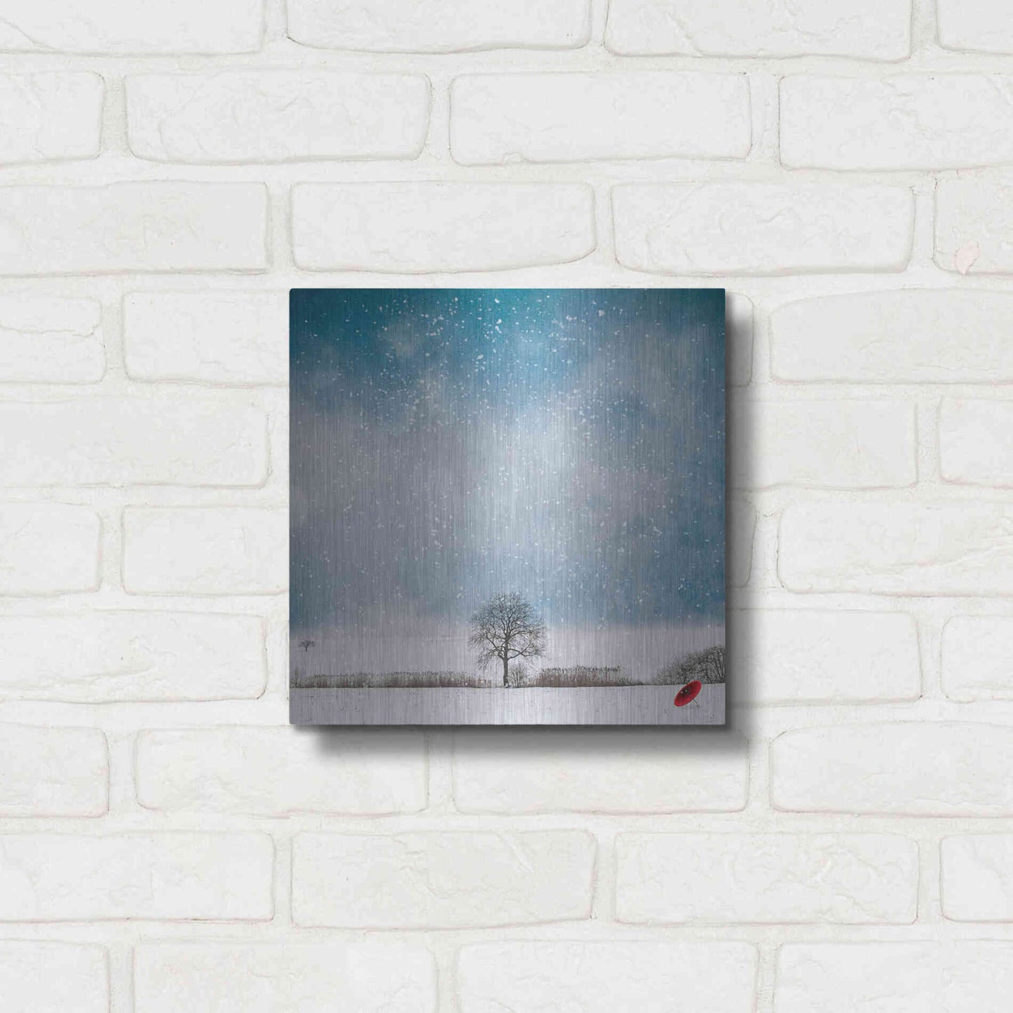 Luxe Metal Art 'The Red Umbrella' by Philippe Sainte-Laudy, Metal Wall Art,12x12