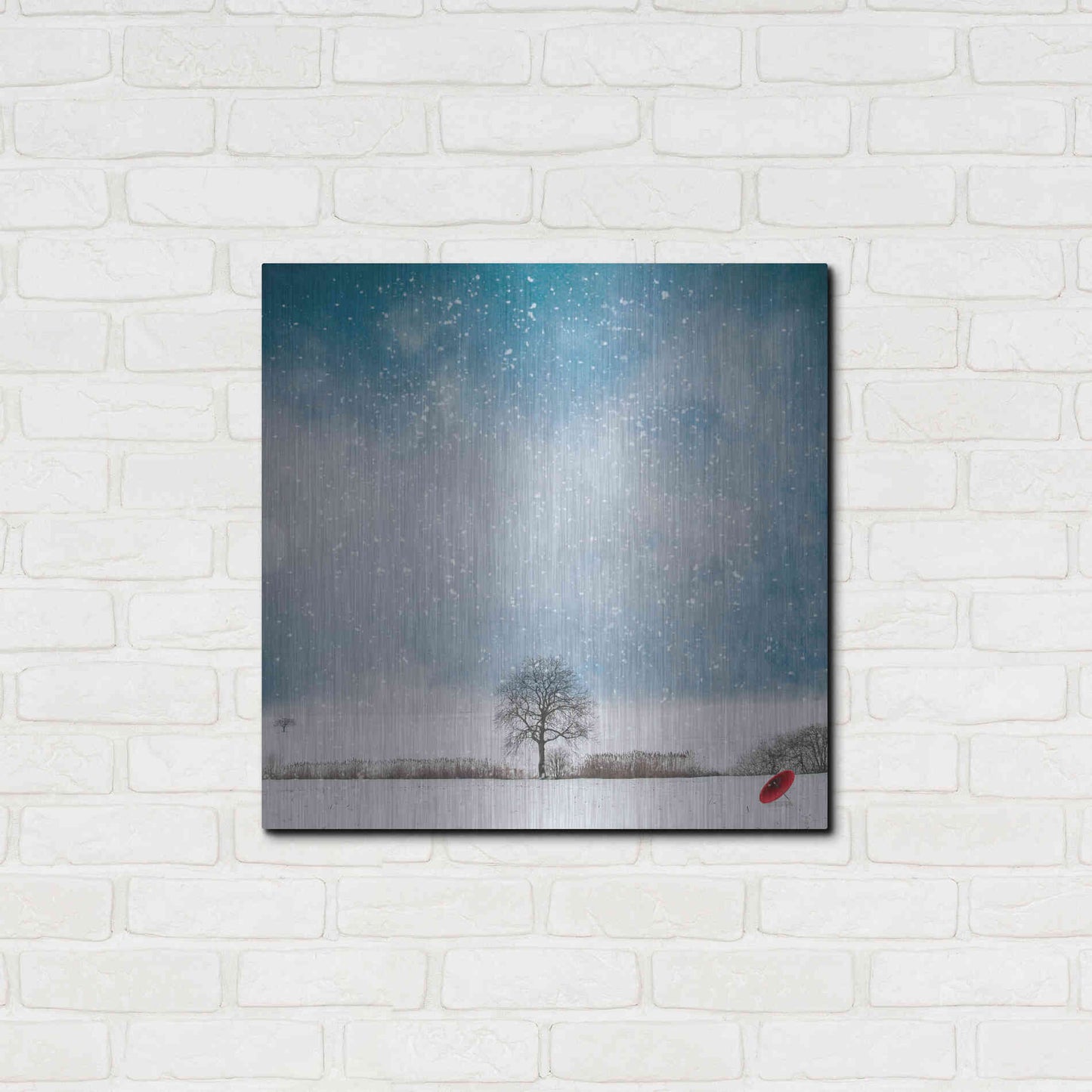 Luxe Metal Art 'The Red Umbrella' by Philippe Sainte-Laudy, Metal Wall Art,24x24