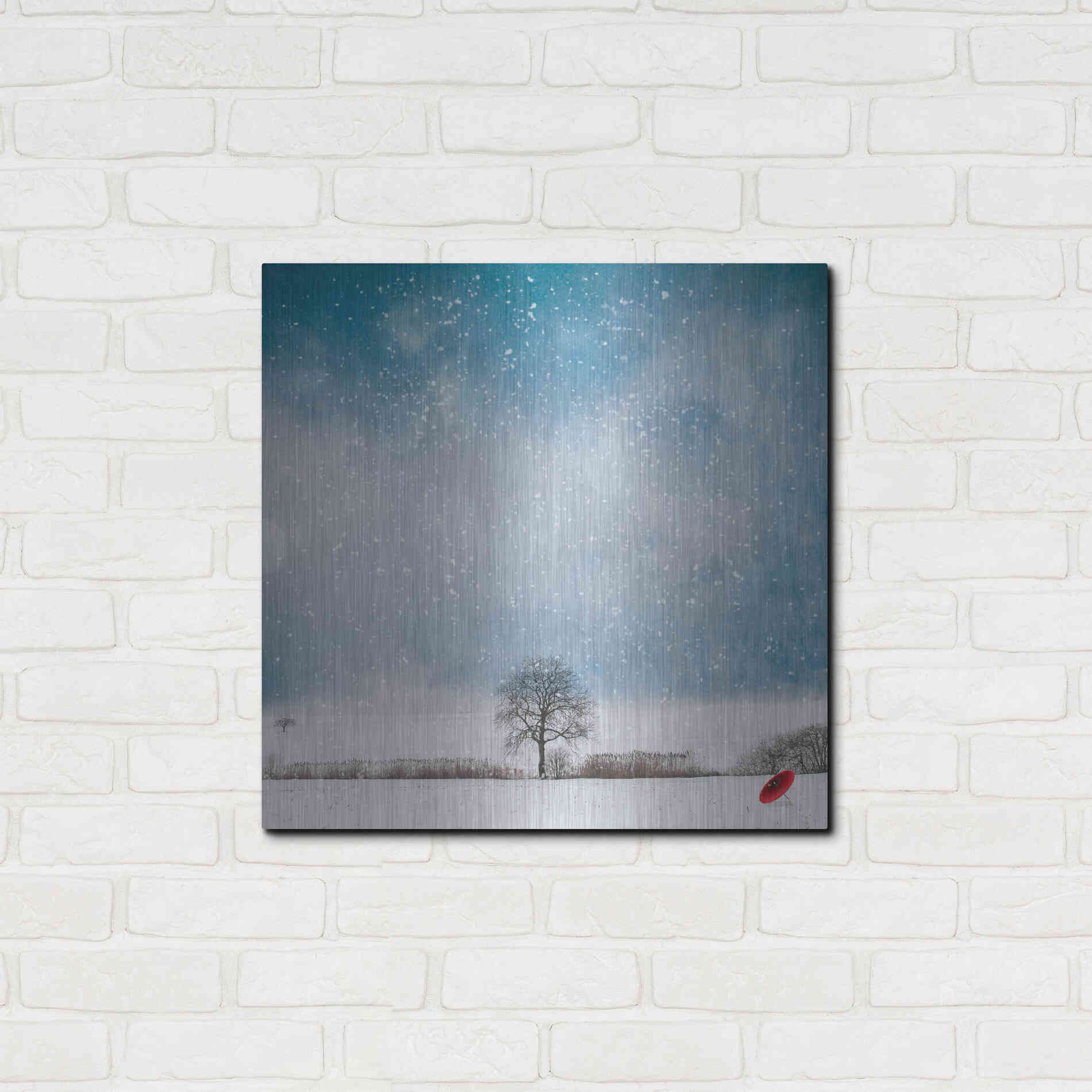 Luxe Metal Art 'The Red Umbrella' by Philippe Sainte-Laudy, Metal Wall Art,24x24