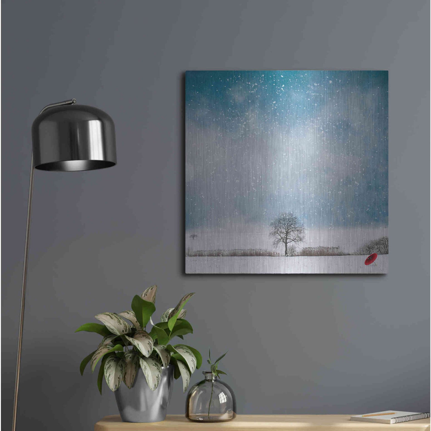 Luxe Metal Art 'The Red Umbrella' by Philippe Sainte-Laudy, Metal Wall Art,24x24