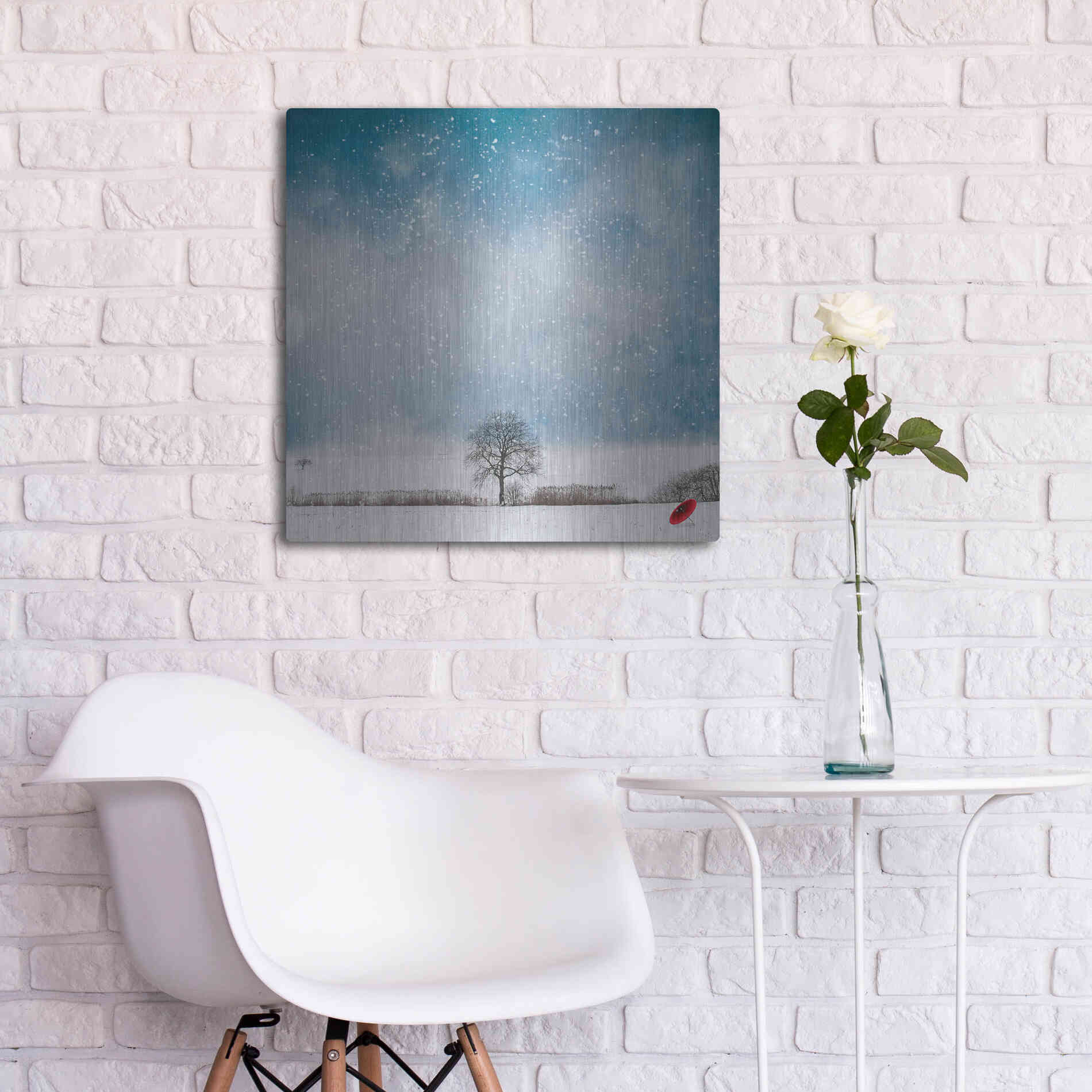 Luxe Metal Art 'The Red Umbrella' by Philippe Sainte-Laudy, Metal Wall Art,24x24