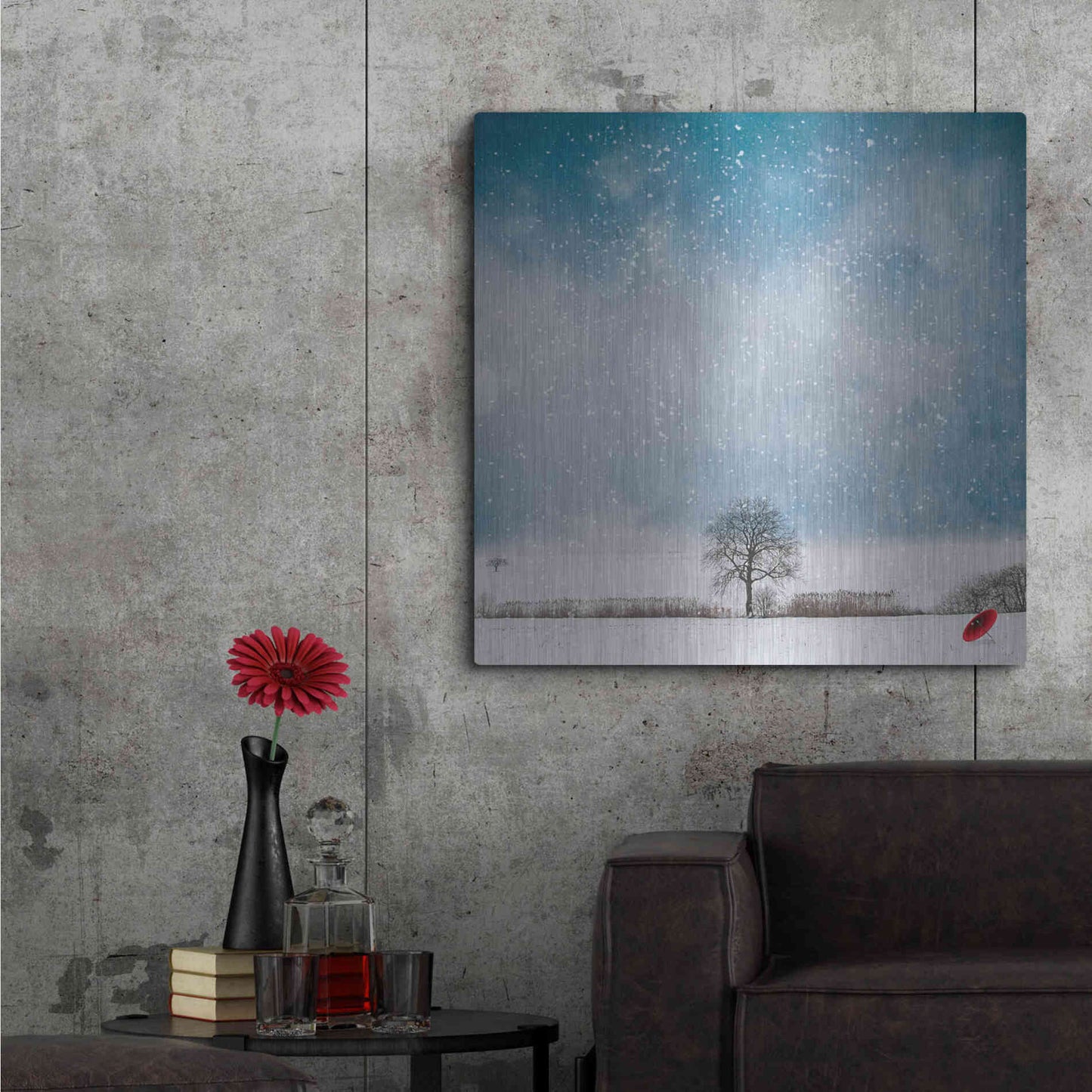 Luxe Metal Art 'The Red Umbrella' by Philippe Sainte-Laudy, Metal Wall Art,36x36