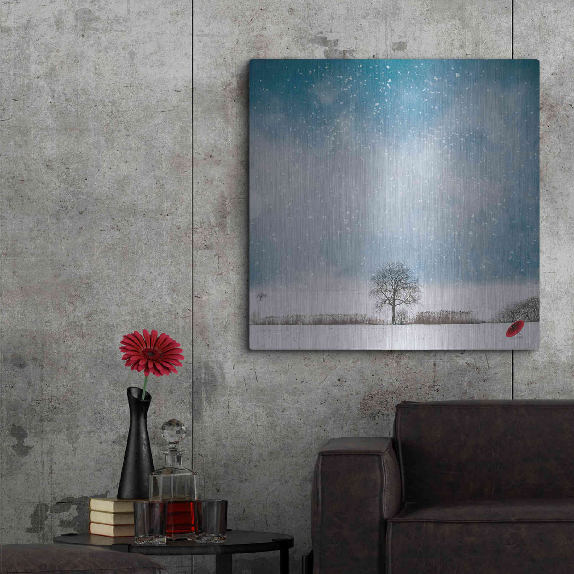 Luxe Metal Art 'The Red Umbrella' by Philippe Sainte-Laudy, Metal Wall Art,36x36