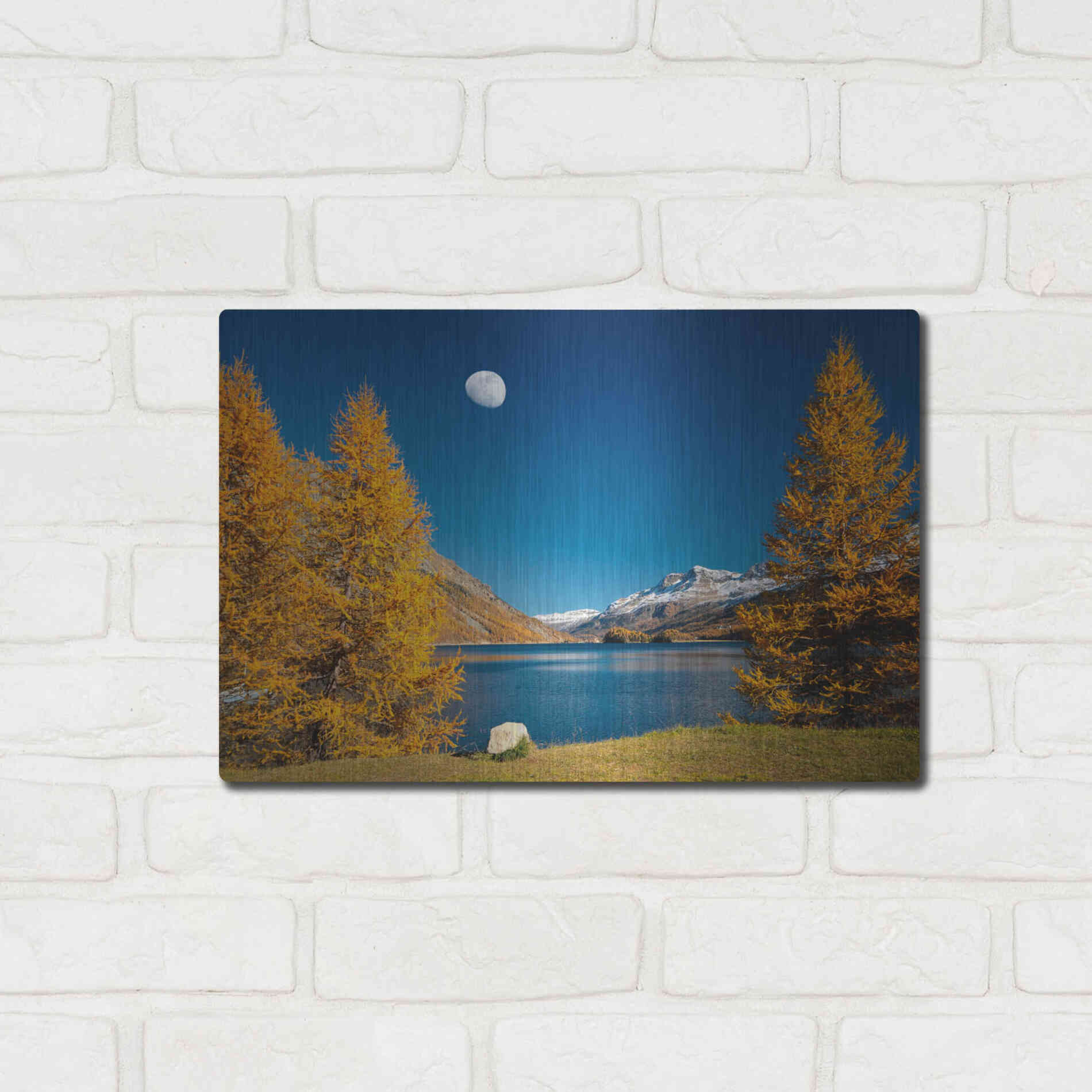 Luxe Metal Art 'The Rock And The Moon' by Philippe Sainte-Laudy, Metal Wall Art,16x12