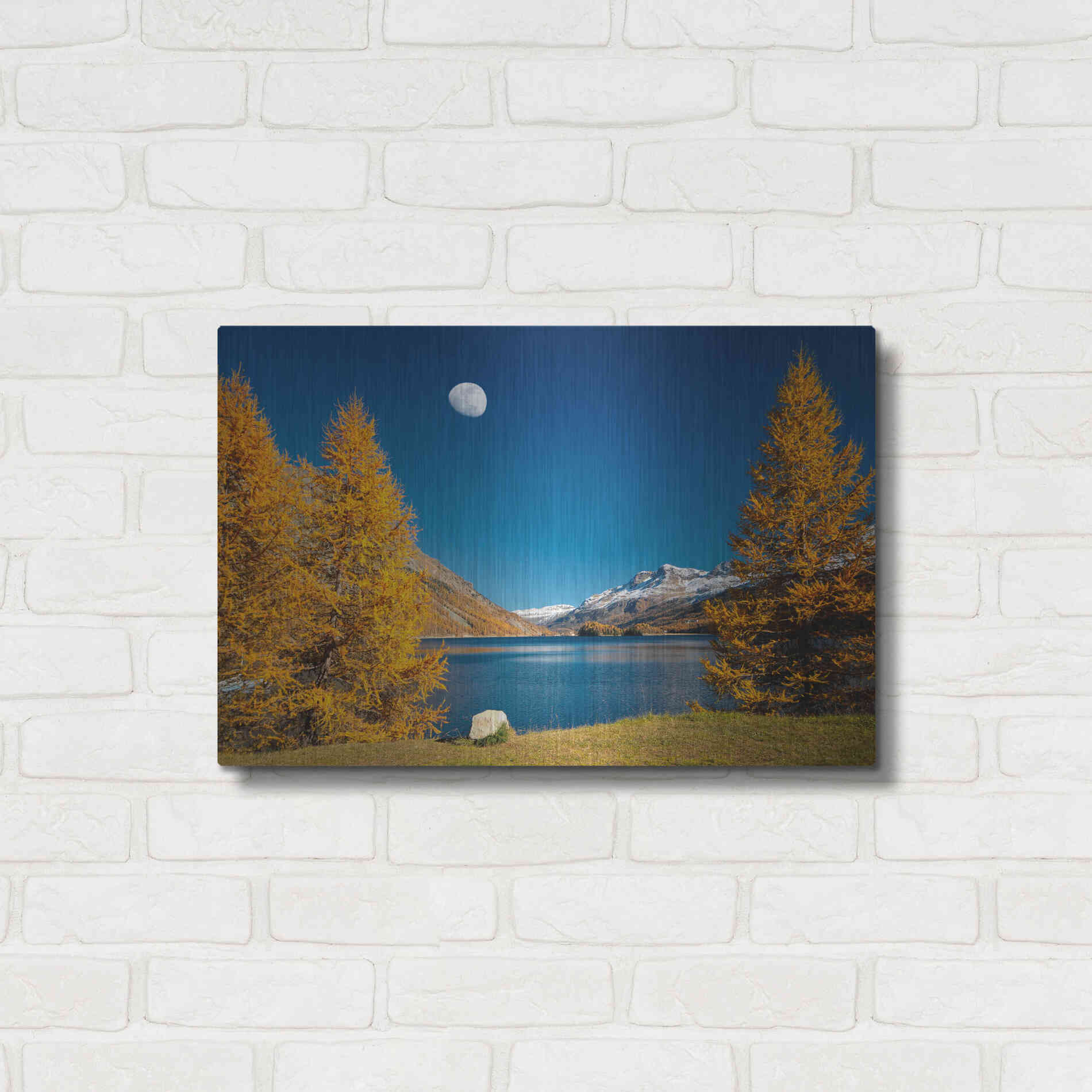Luxe Metal Art 'The Rock And The Moon' by Philippe Sainte-Laudy, Metal Wall Art,24x16
