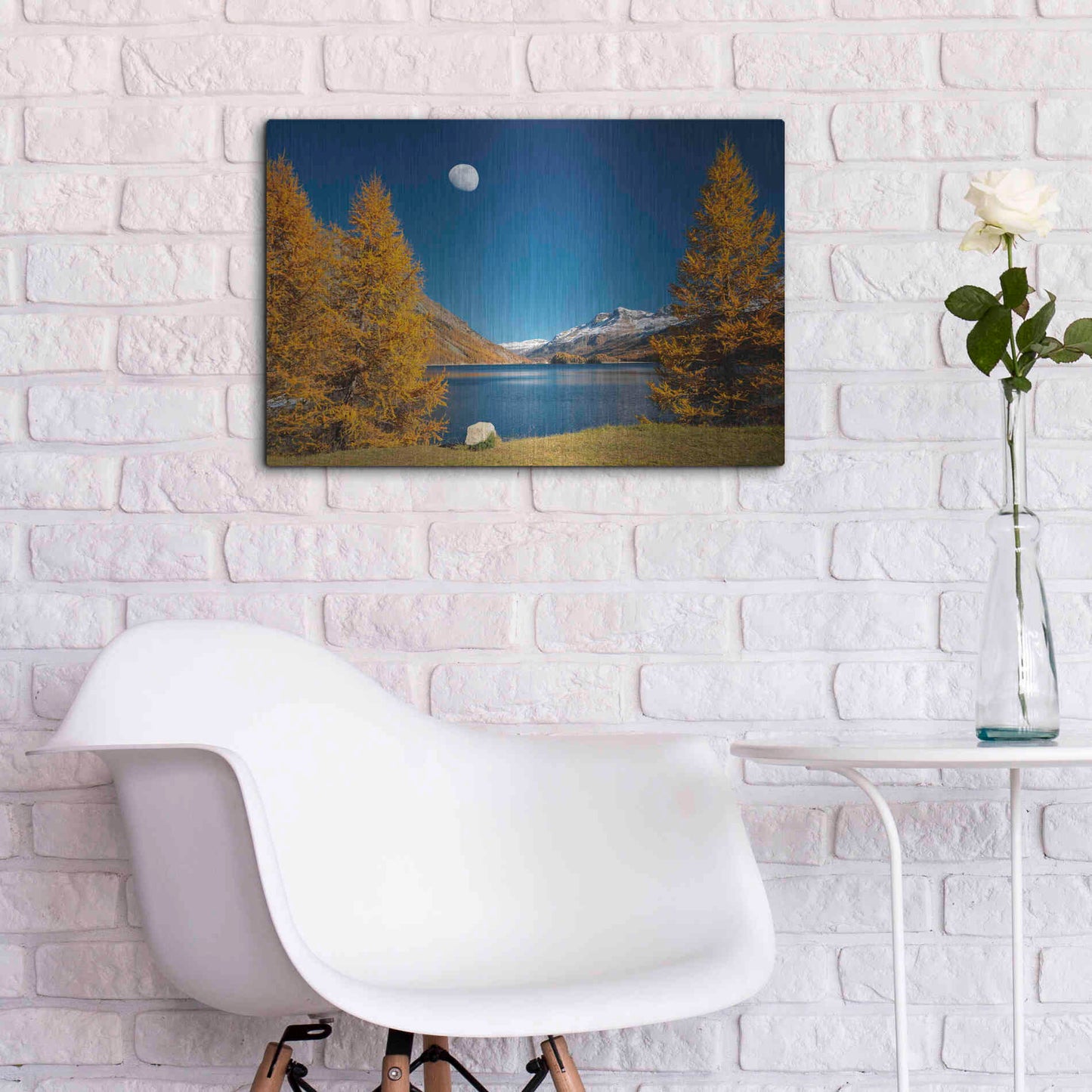 Luxe Metal Art 'The Rock And The Moon' by Philippe Sainte-Laudy, Metal Wall Art,24x16