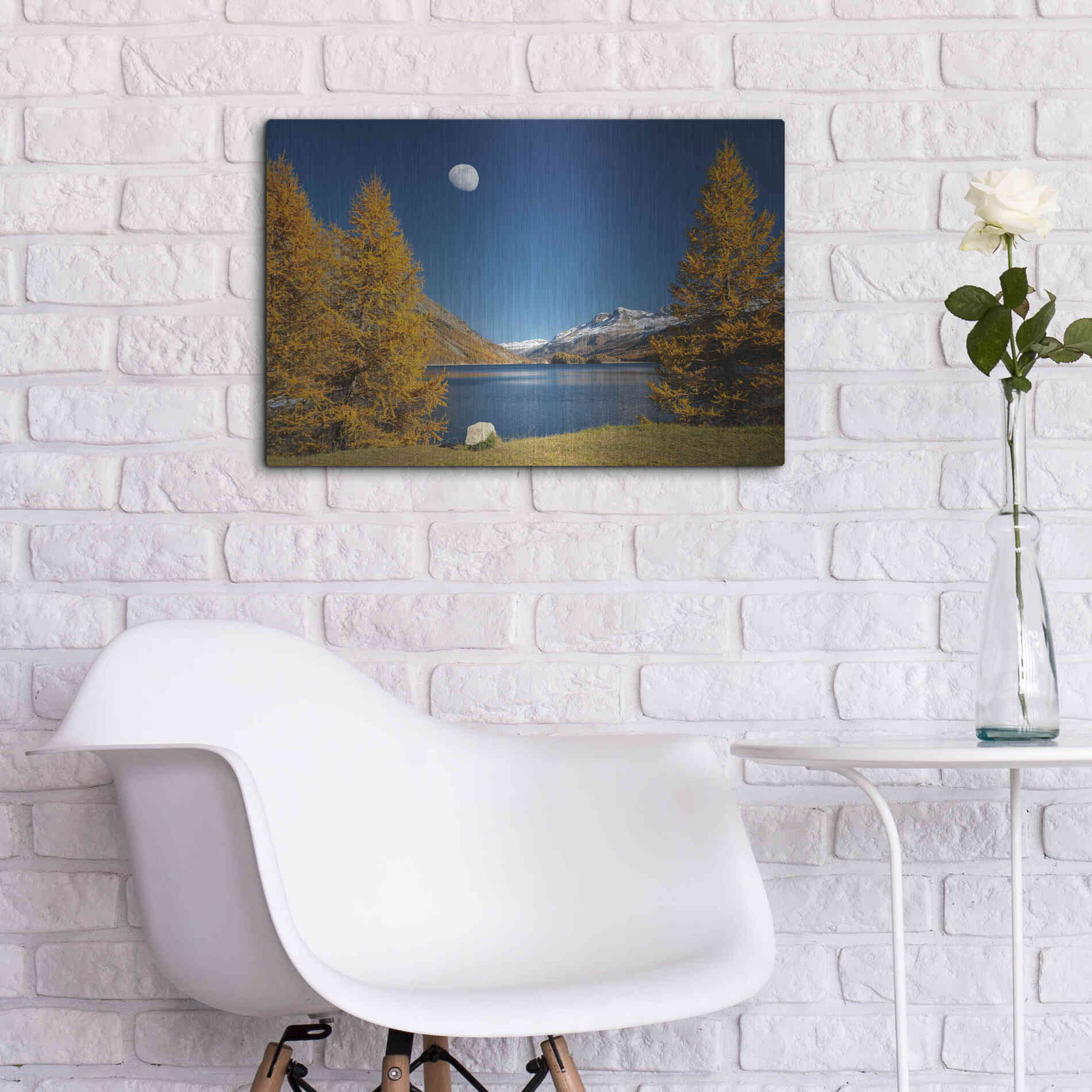 Luxe Metal Art 'The Rock And The Moon' by Philippe Sainte-Laudy, Metal Wall Art,24x16