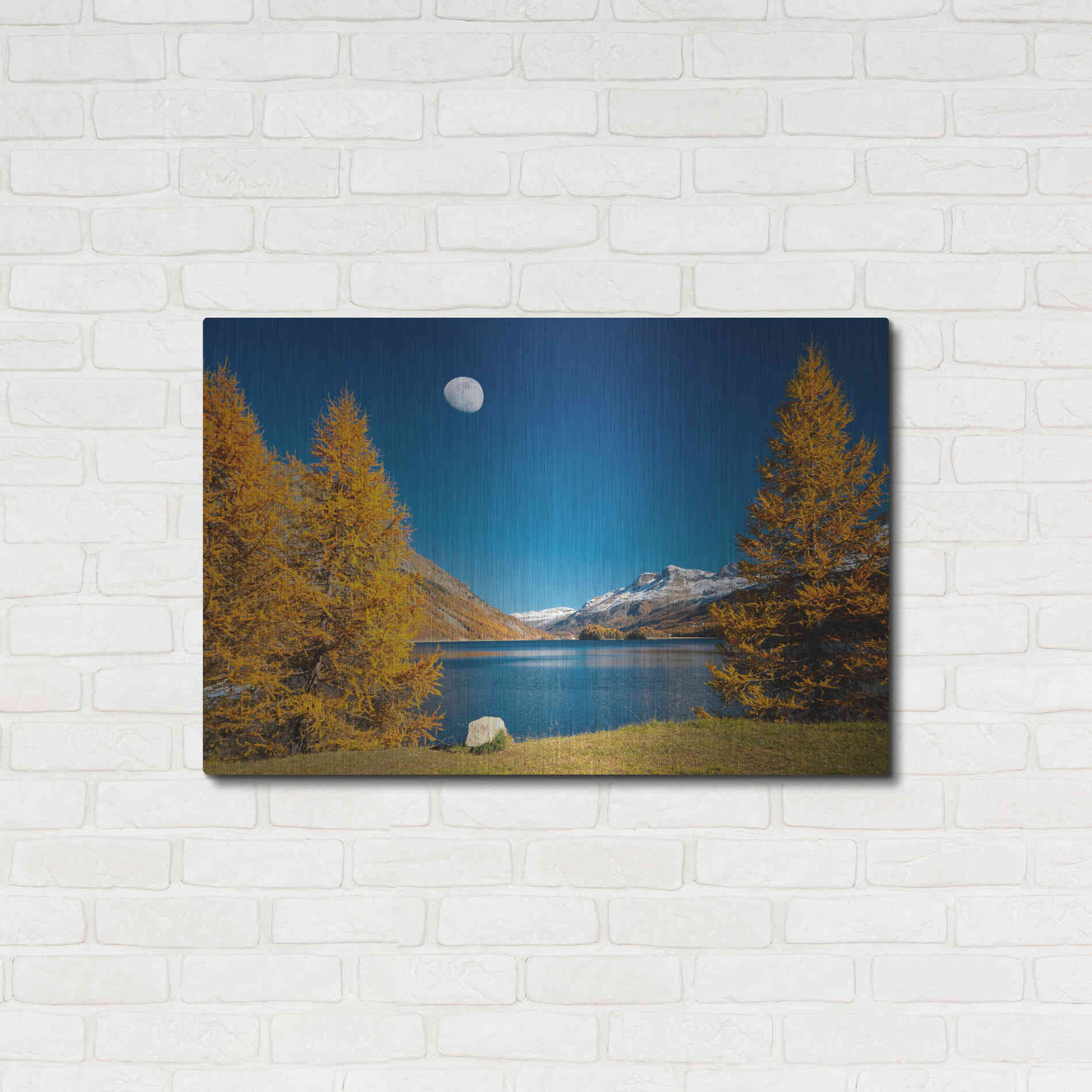 Luxe Metal Art 'The Rock And The Moon' by Philippe Sainte-Laudy, Metal Wall Art,36x24