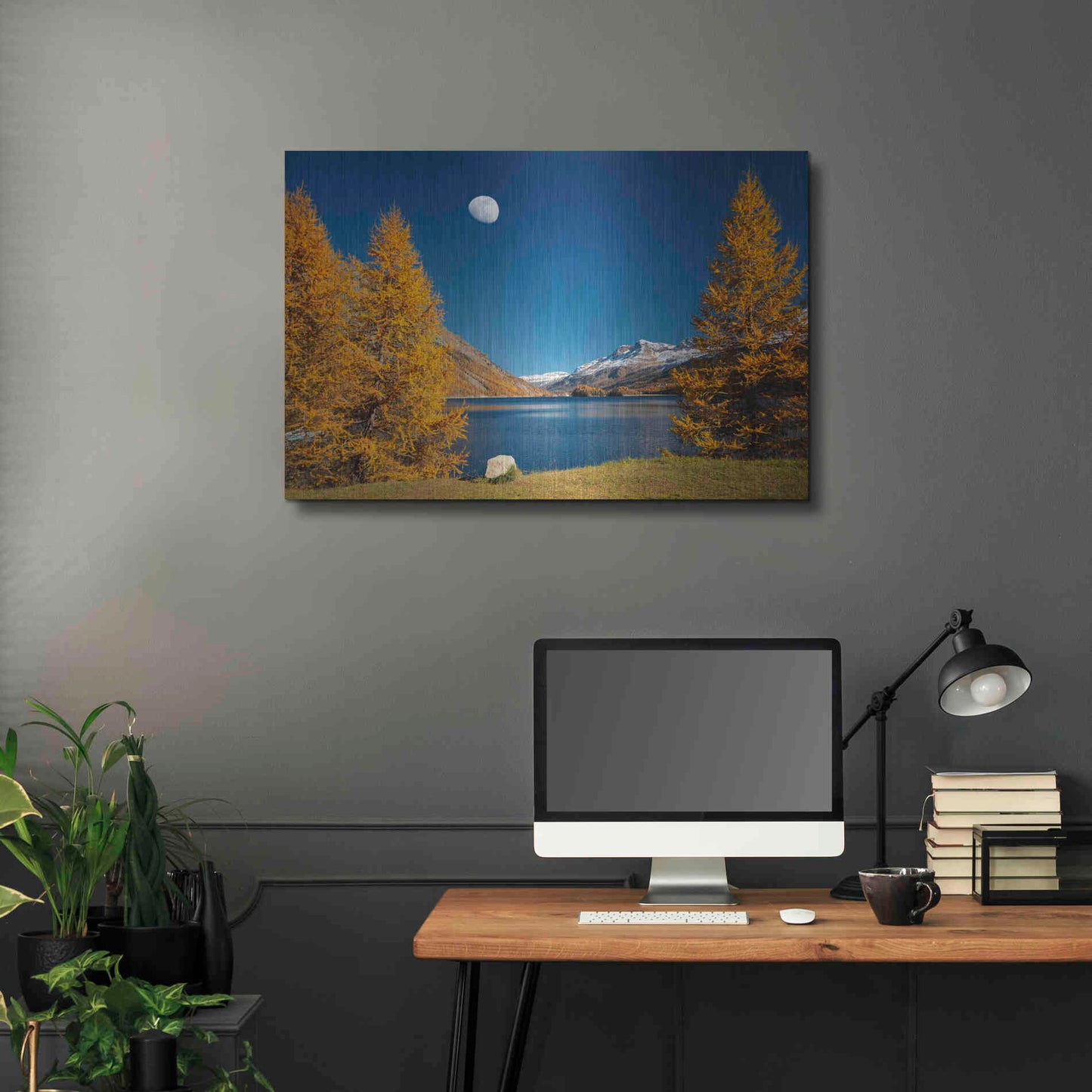 Luxe Metal Art 'The Rock And The Moon' by Philippe Sainte-Laudy, Metal Wall Art,36x24