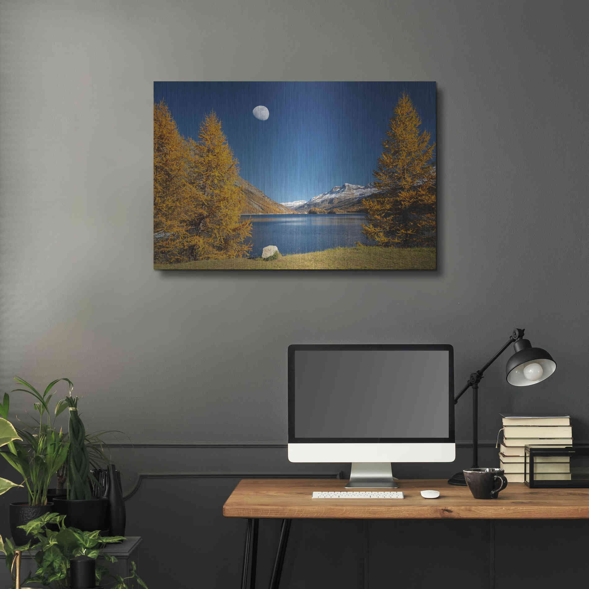 Luxe Metal Art 'The Rock And The Moon' by Philippe Sainte-Laudy, Metal Wall Art,36x24