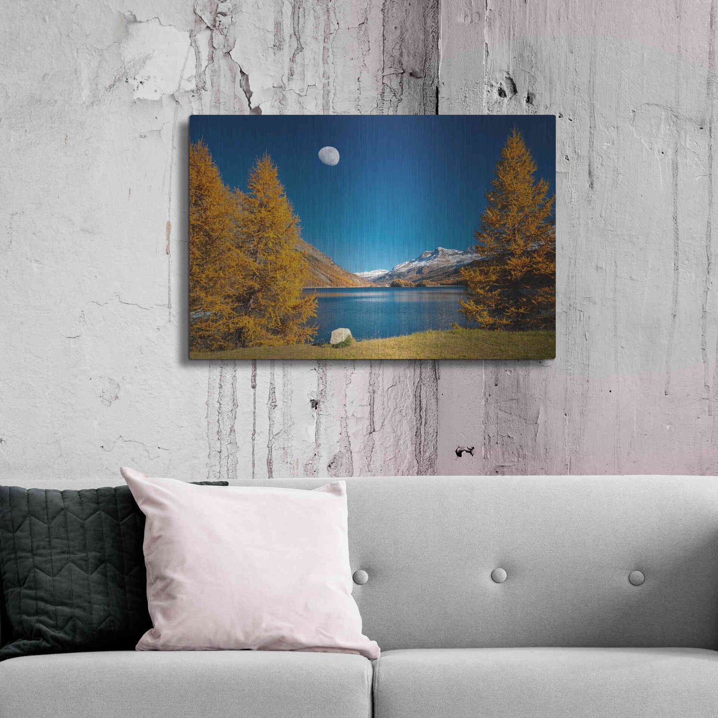 Luxe Metal Art 'The Rock And The Moon' by Philippe Sainte-Laudy, Metal Wall Art,36x24