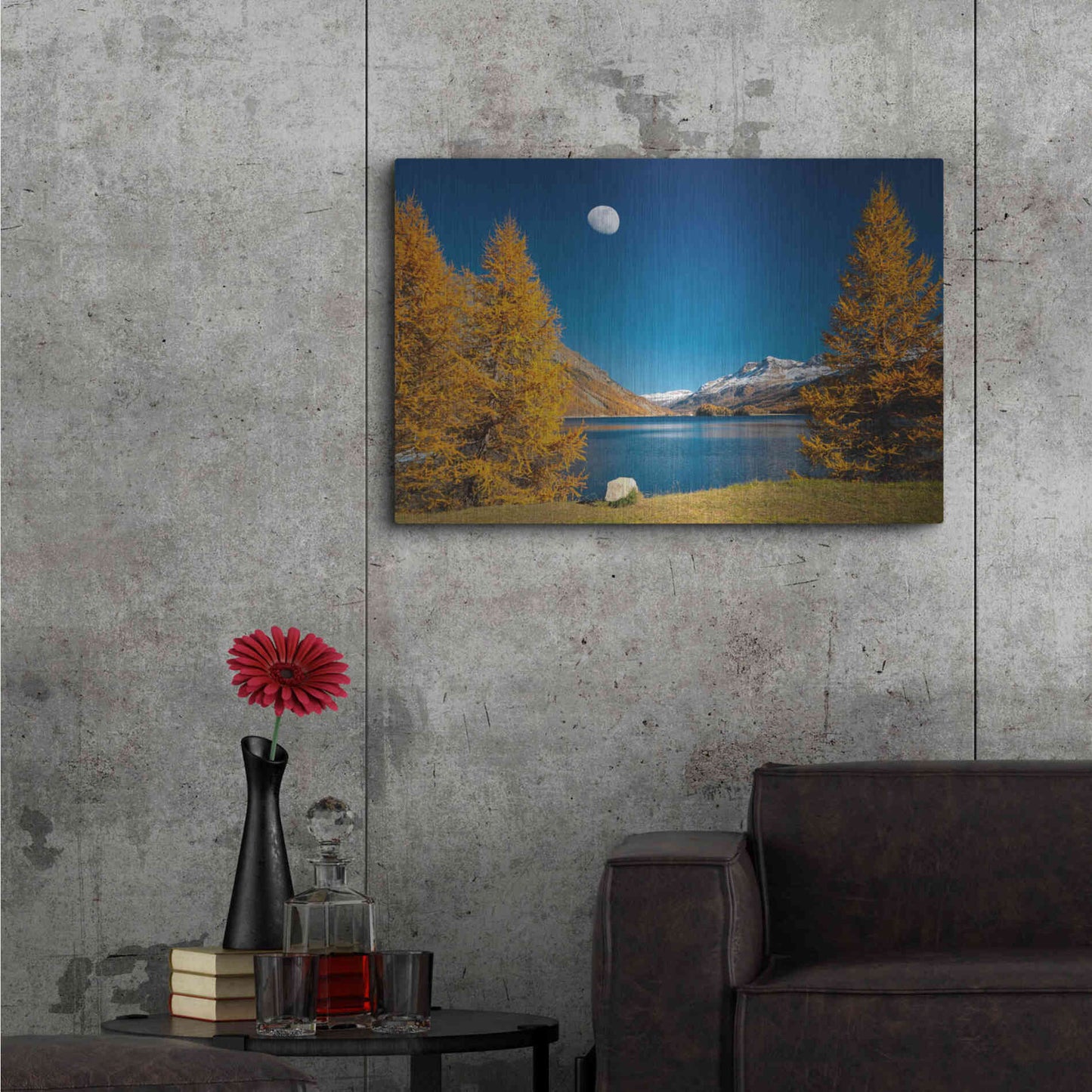 Luxe Metal Art 'The Rock And The Moon' by Philippe Sainte-Laudy, Metal Wall Art,36x24