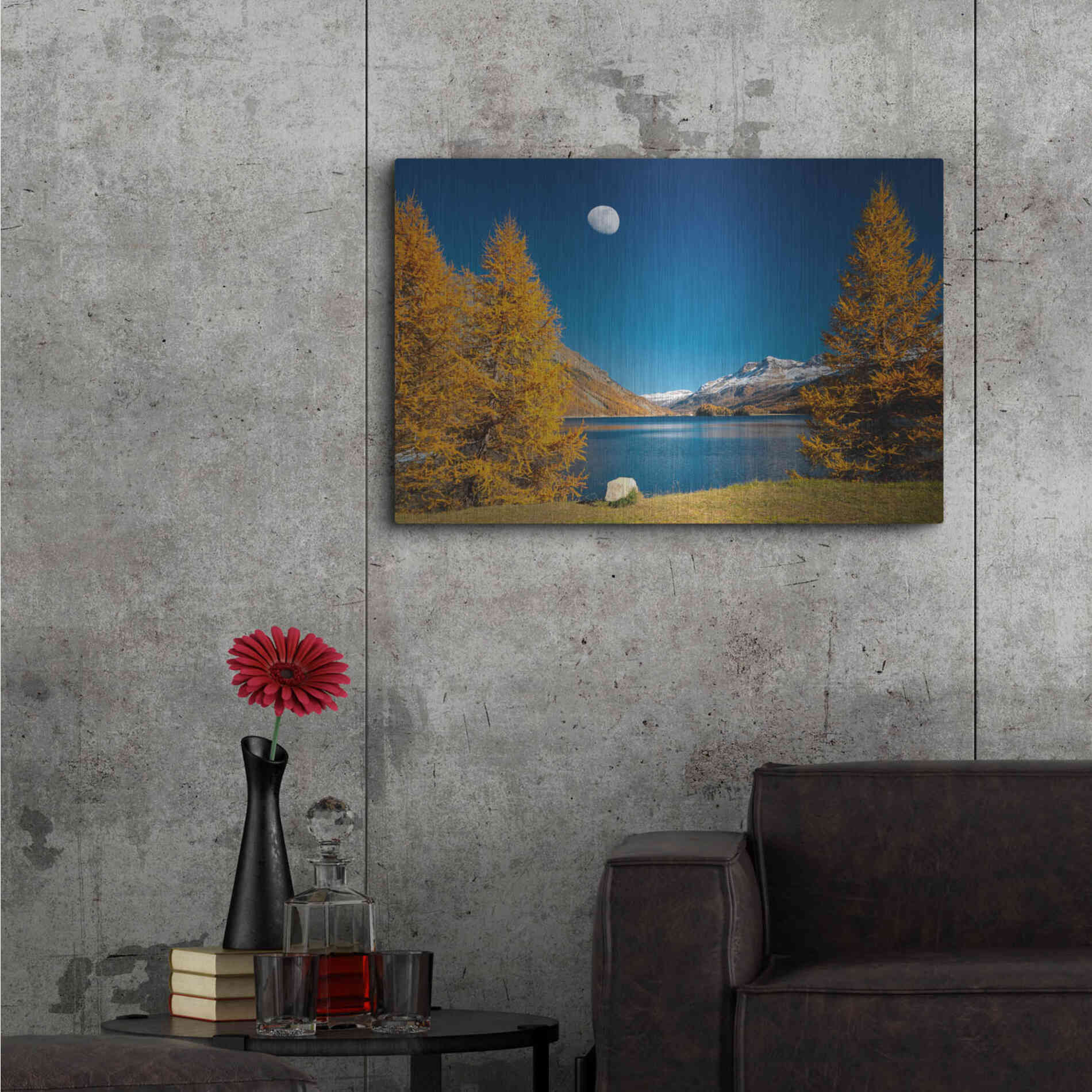 Luxe Metal Art 'The Rock And The Moon' by Philippe Sainte-Laudy, Metal Wall Art,36x24