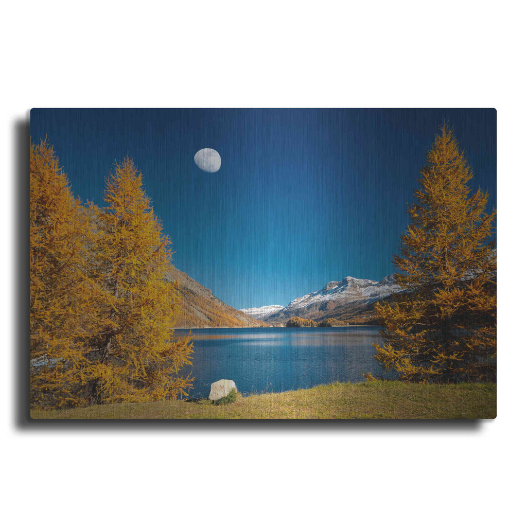 Luxe Metal Art 'The Rock And The Moon' by Philippe Sainte-Laudy, Metal Wall Art