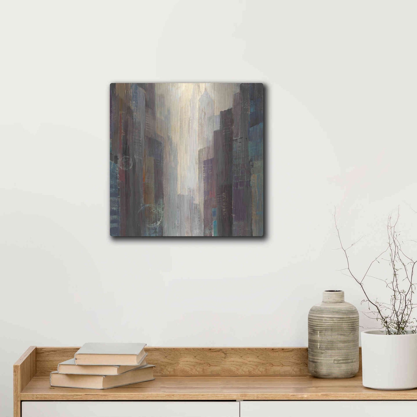 Luxe Metal Art 'City at Dawn' by Albena Hristova, Metal Wall Art,12x12