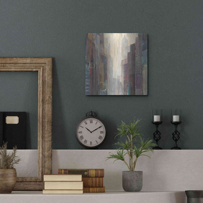 Luxe Metal Art 'City at Dawn' by Albena Hristova, Metal Wall Art,12x12