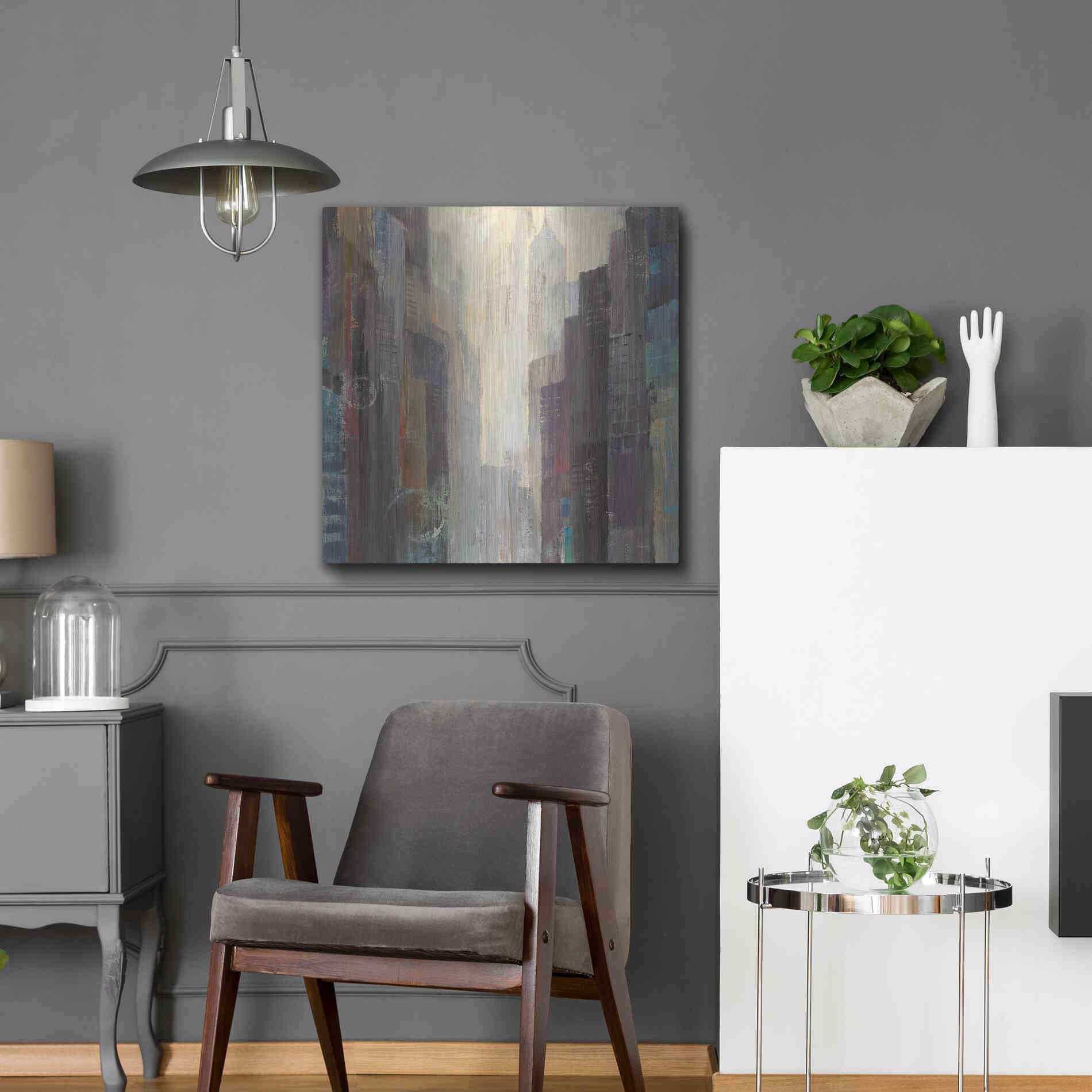 Luxe Metal Art 'City at Dawn' by Albena Hristova, Metal Wall Art,24x24