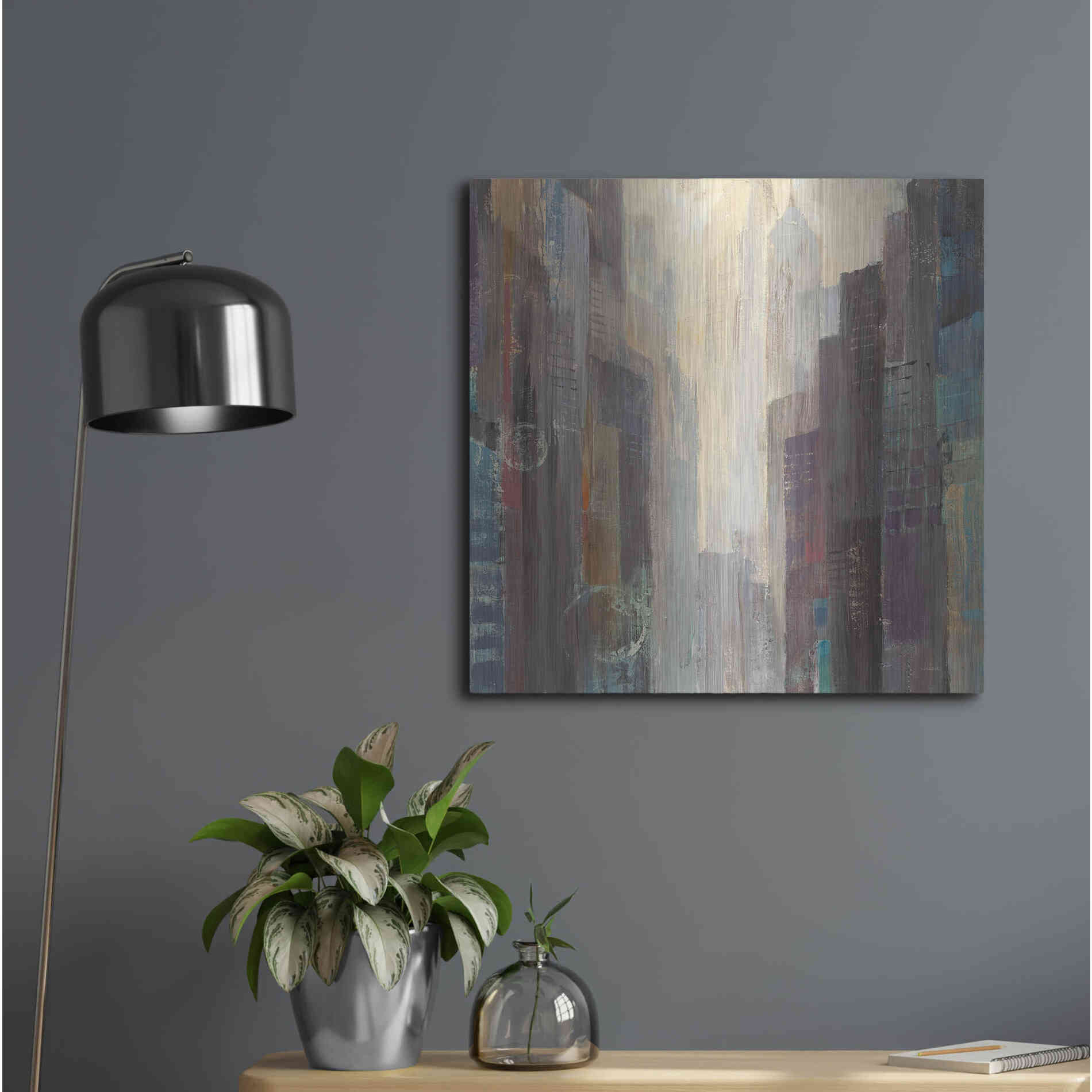 Luxe Metal Art 'City at Dawn' by Albena Hristova, Metal Wall Art,24x24