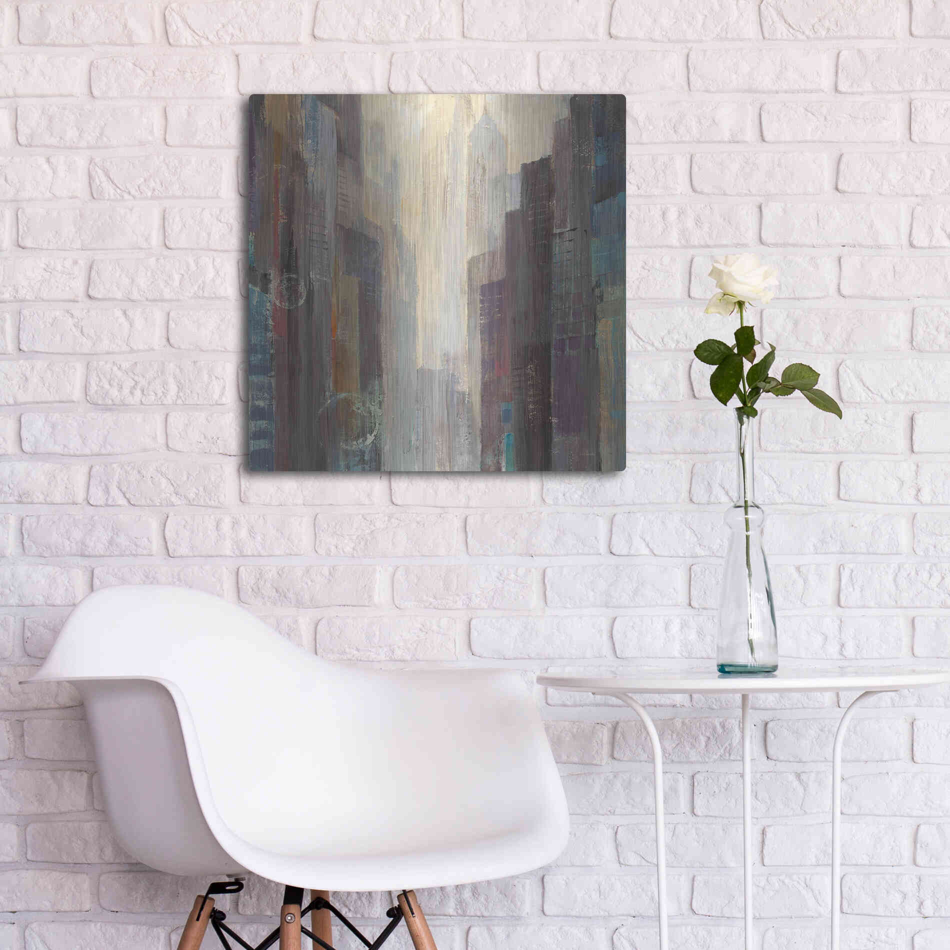 Luxe Metal Art 'City at Dawn' by Albena Hristova, Metal Wall Art,24x24