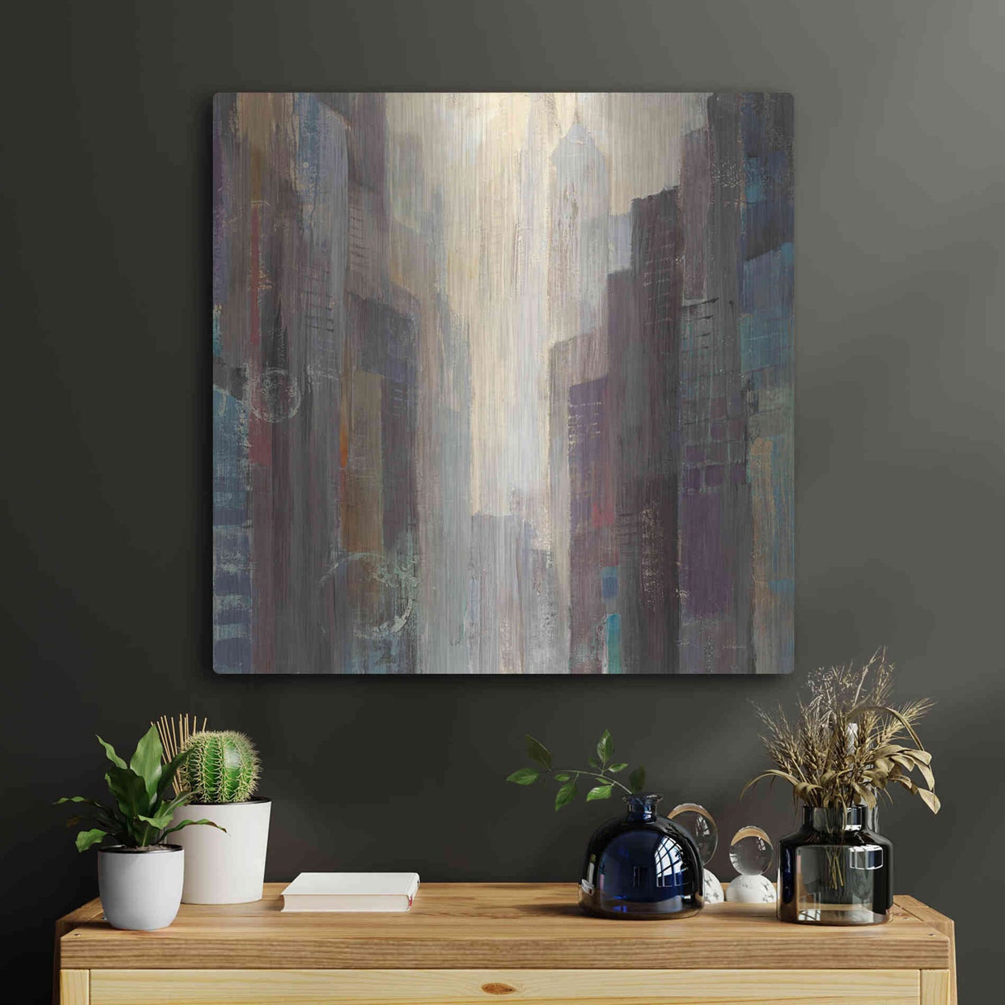 Luxe Metal Art 'City at Dawn' by Albena Hristova, Metal Wall Art,24x24